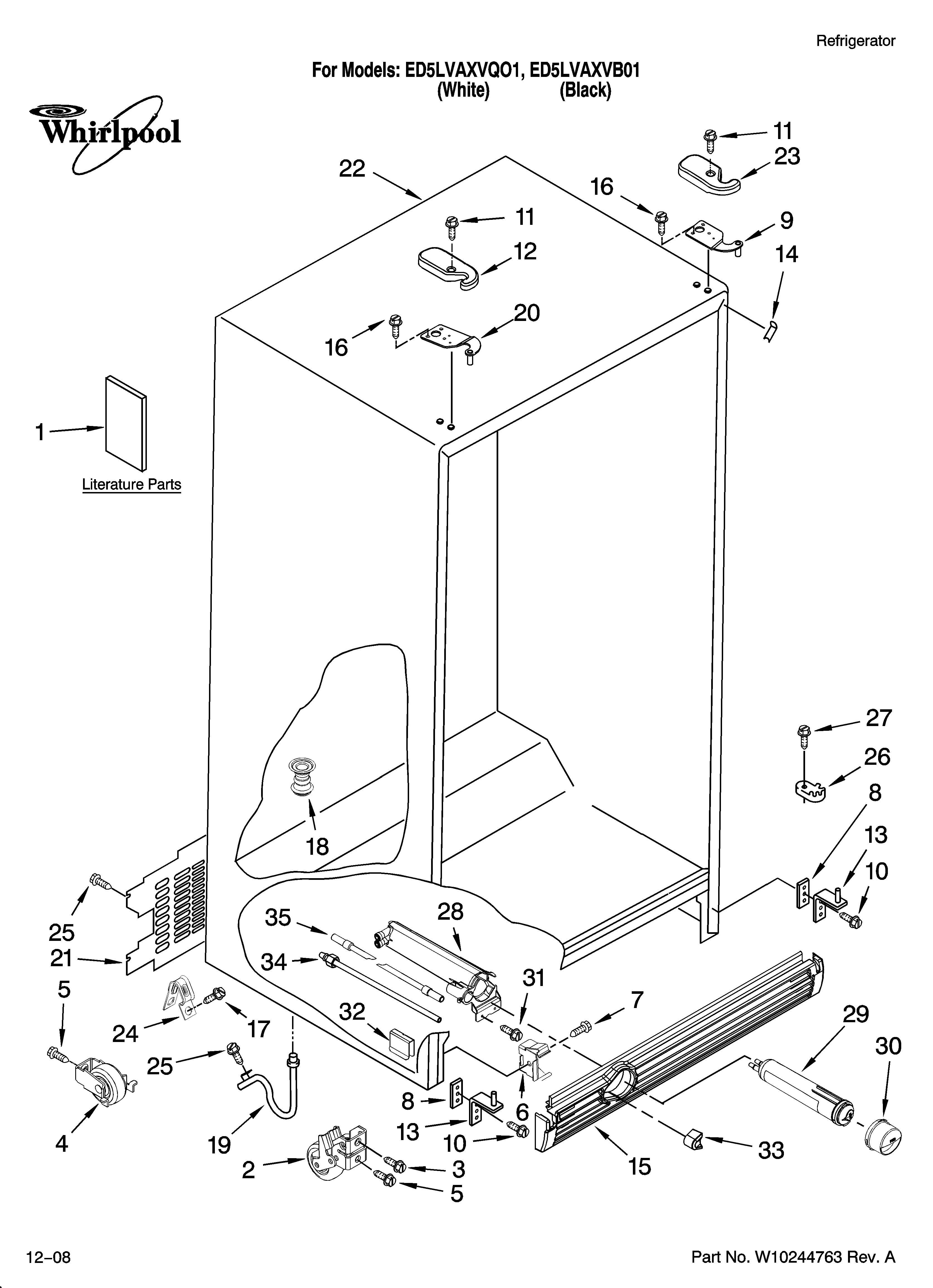 Whirlpool ED5LVAXVB01 cabinet parts diagram