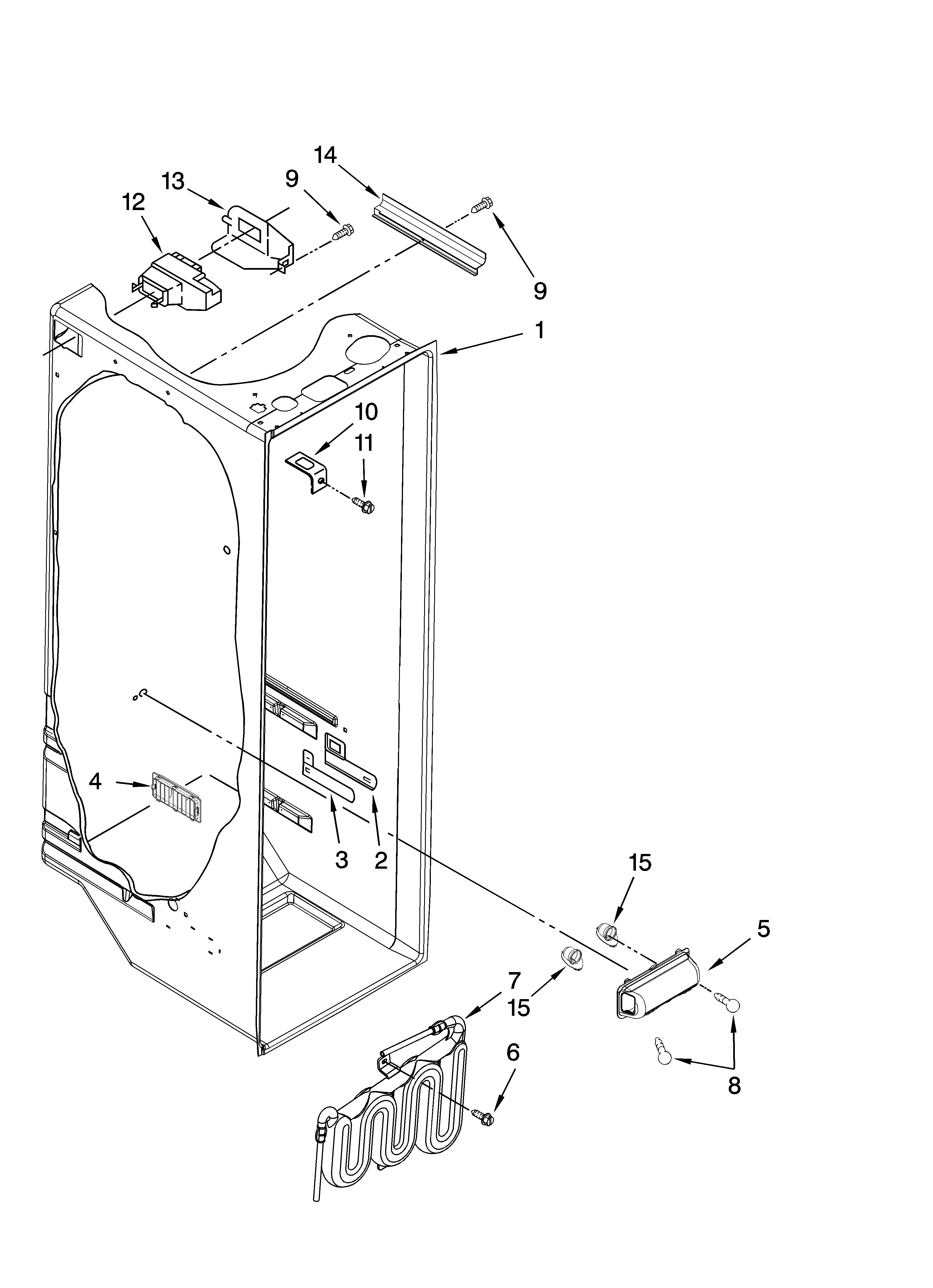 Whirlpool ED5LVAXVB01 refrigerator liner parts diagram