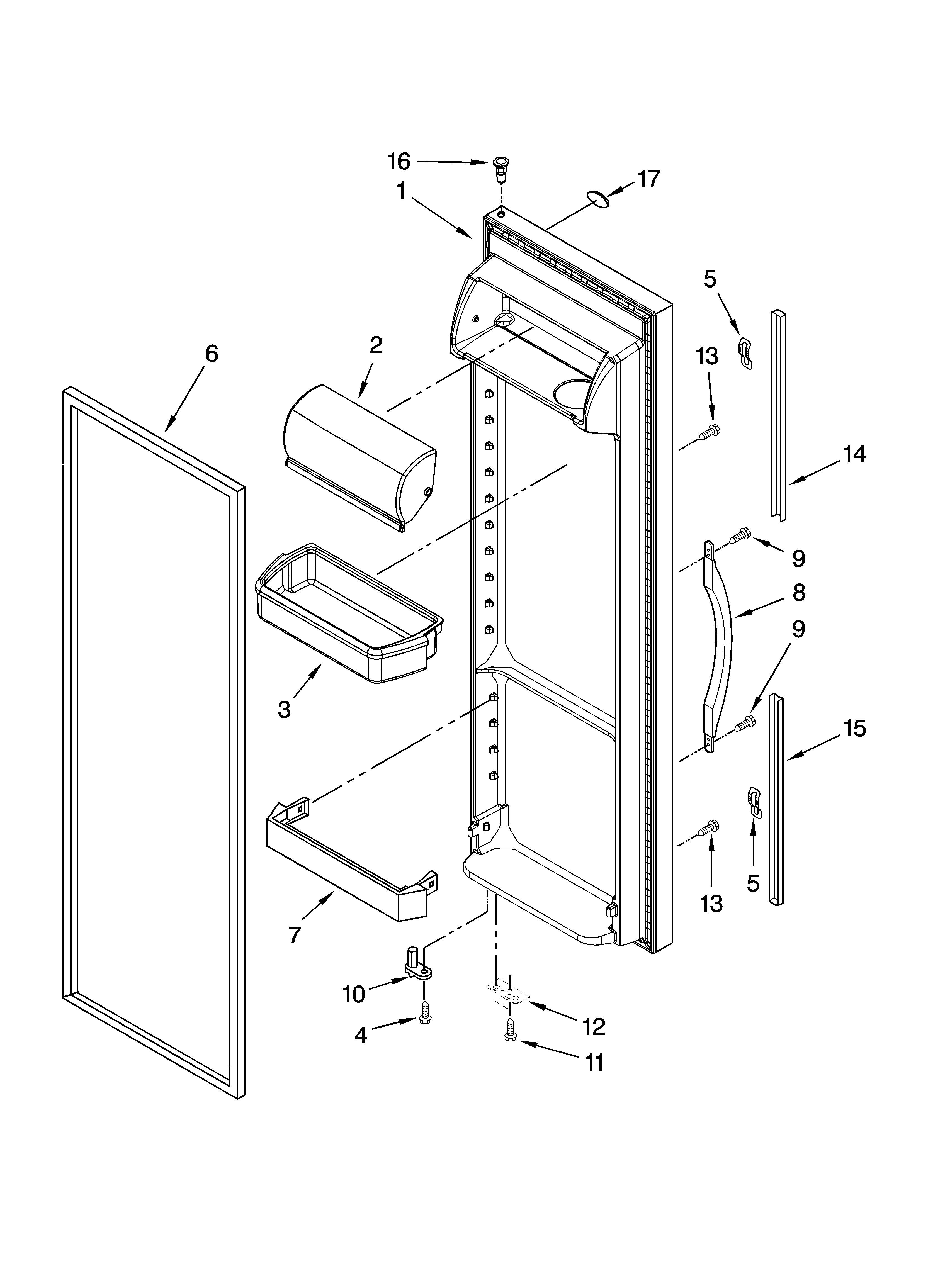 Whirlpool ED5LVAXVB01 refrigerator door parts diagram