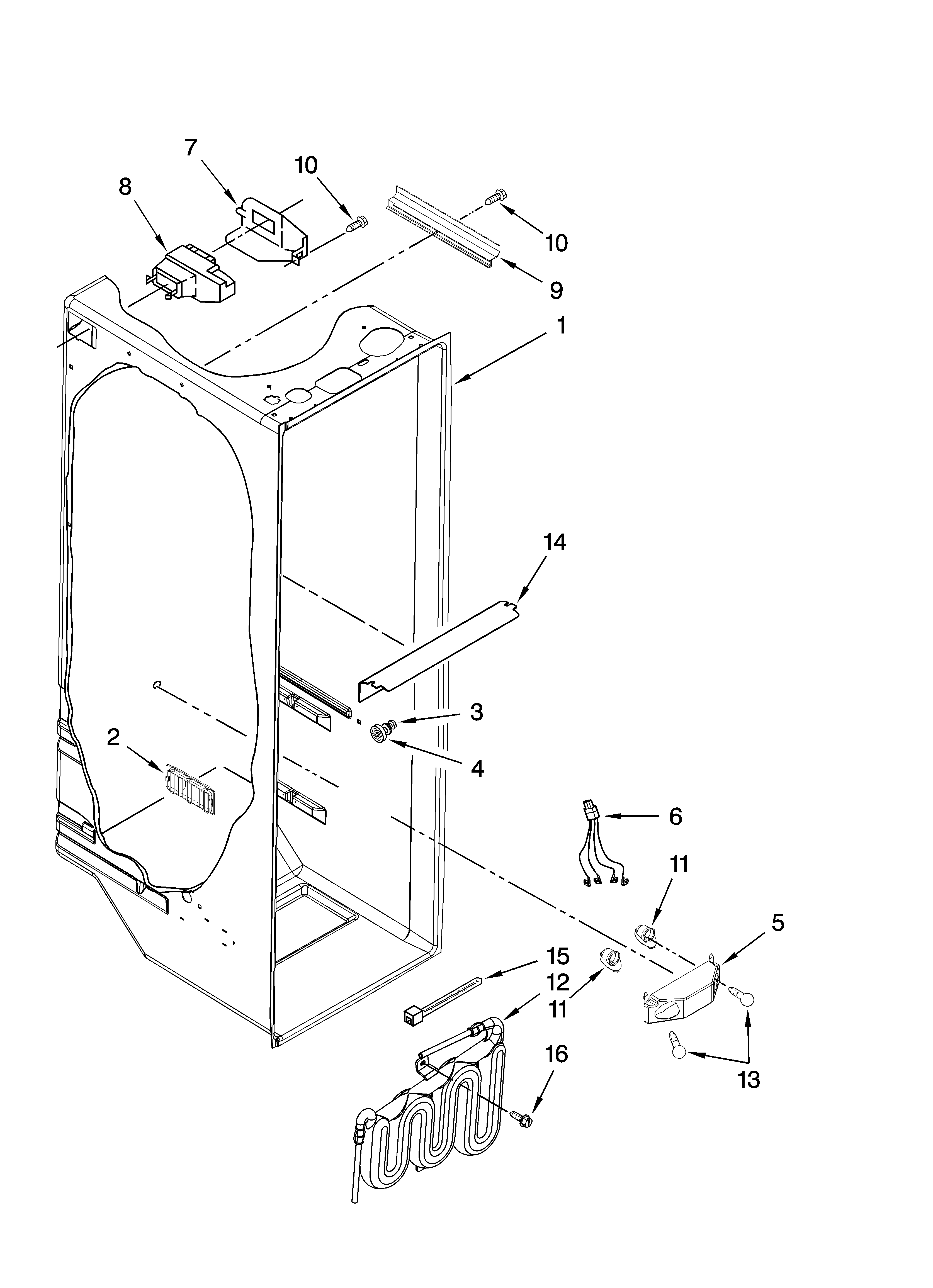 Whirlpool ED5PVEXVS00 refrigerator liner parts diagram