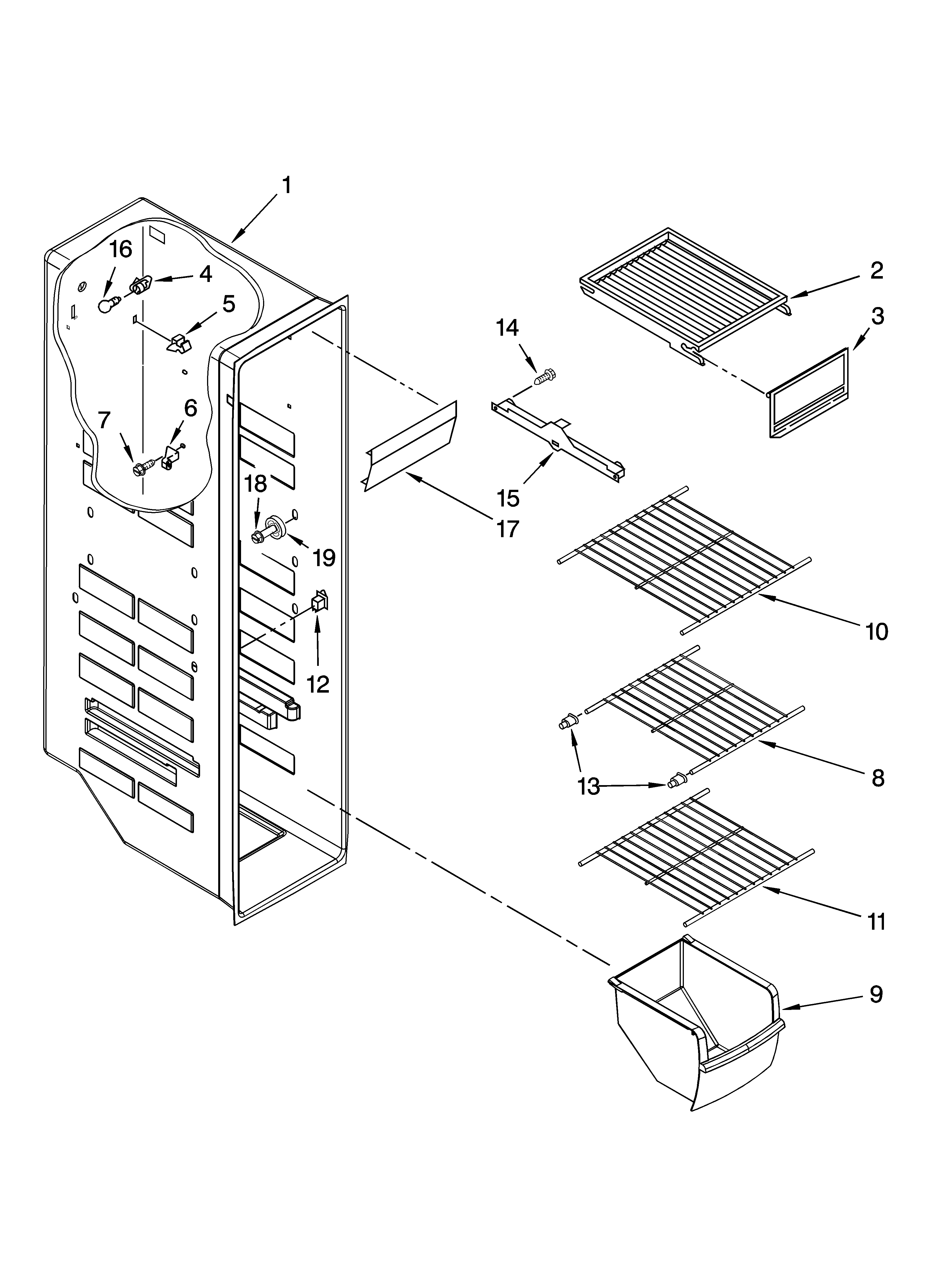 Whirlpool ED5PVEXVS00 freezer liner parts diagram