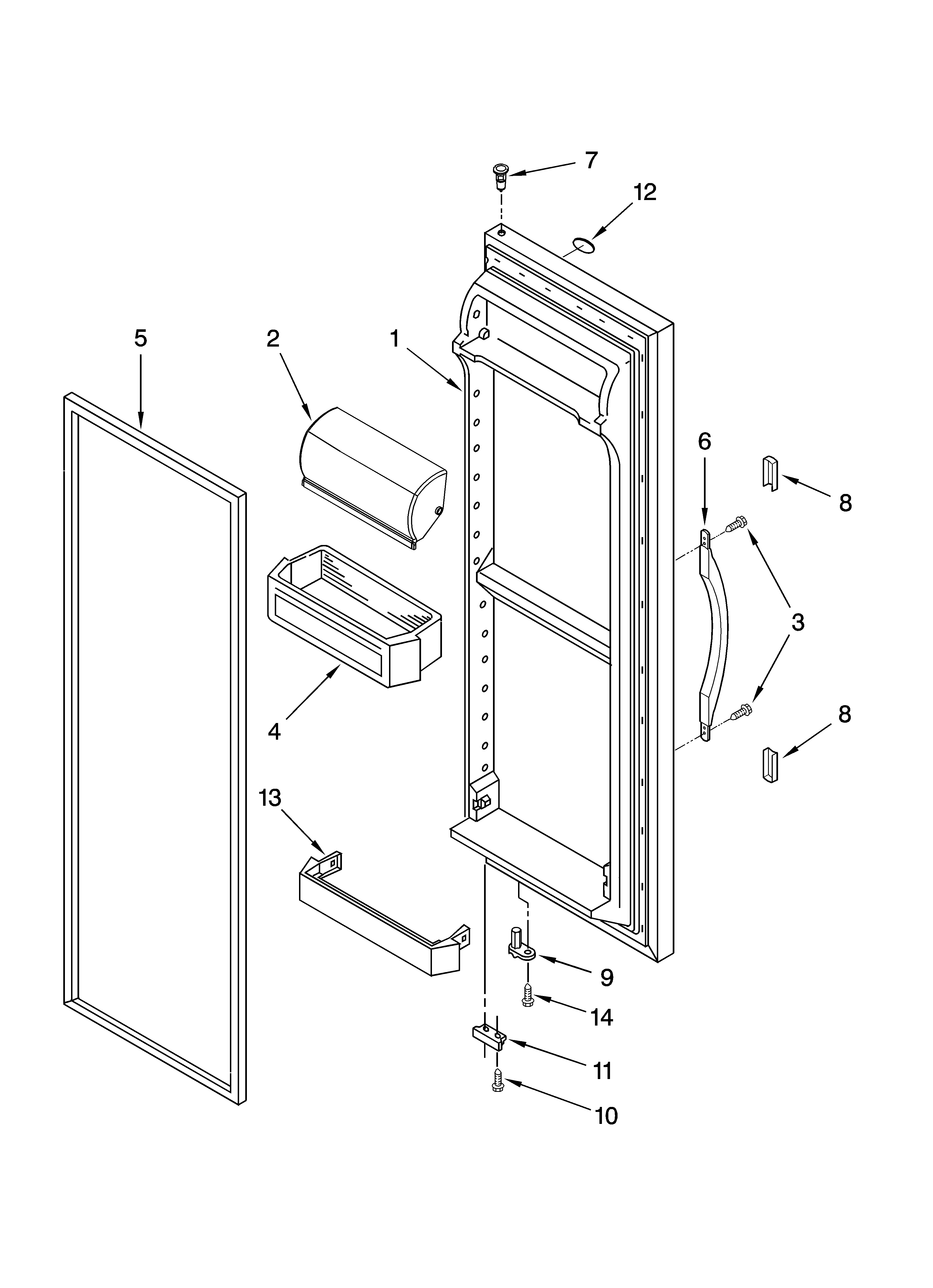 Whirlpool ED5PVEXVS00 refrigerator door parts diagram