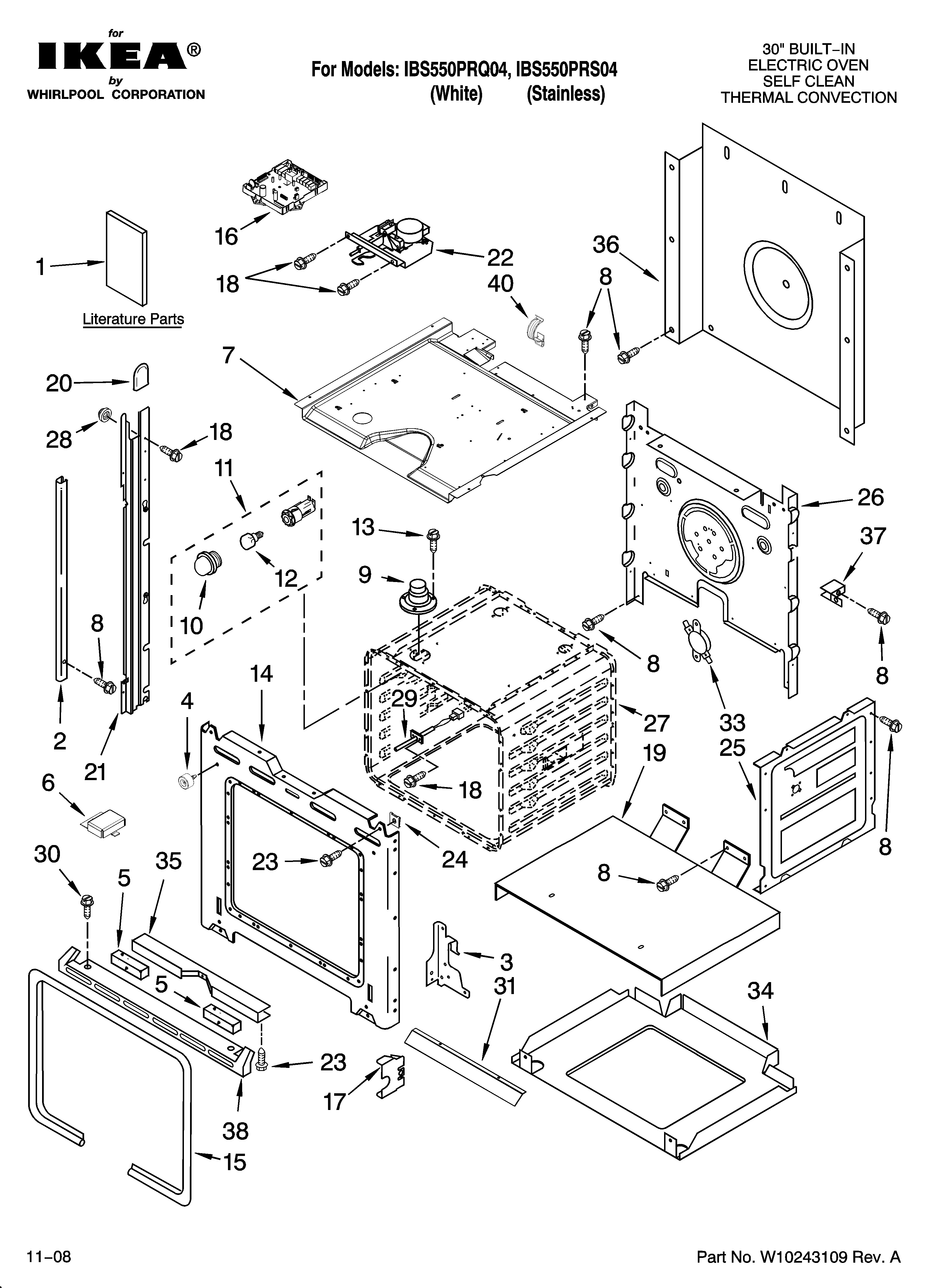 Ikea IBS550PRQ04 oven parts diagram