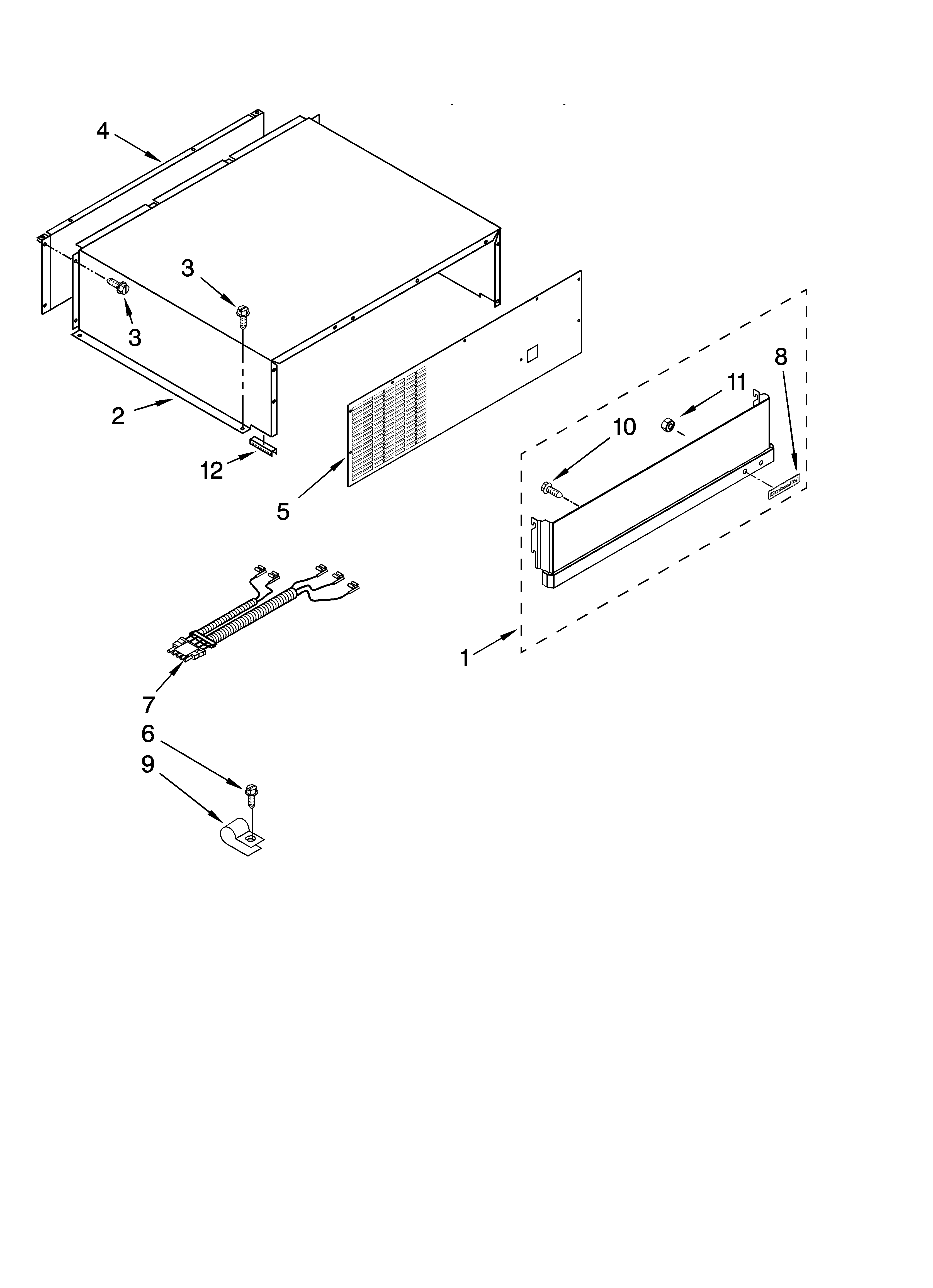 KitchenAid KSSC48FTS03 top grille and unit cover parts diagram
