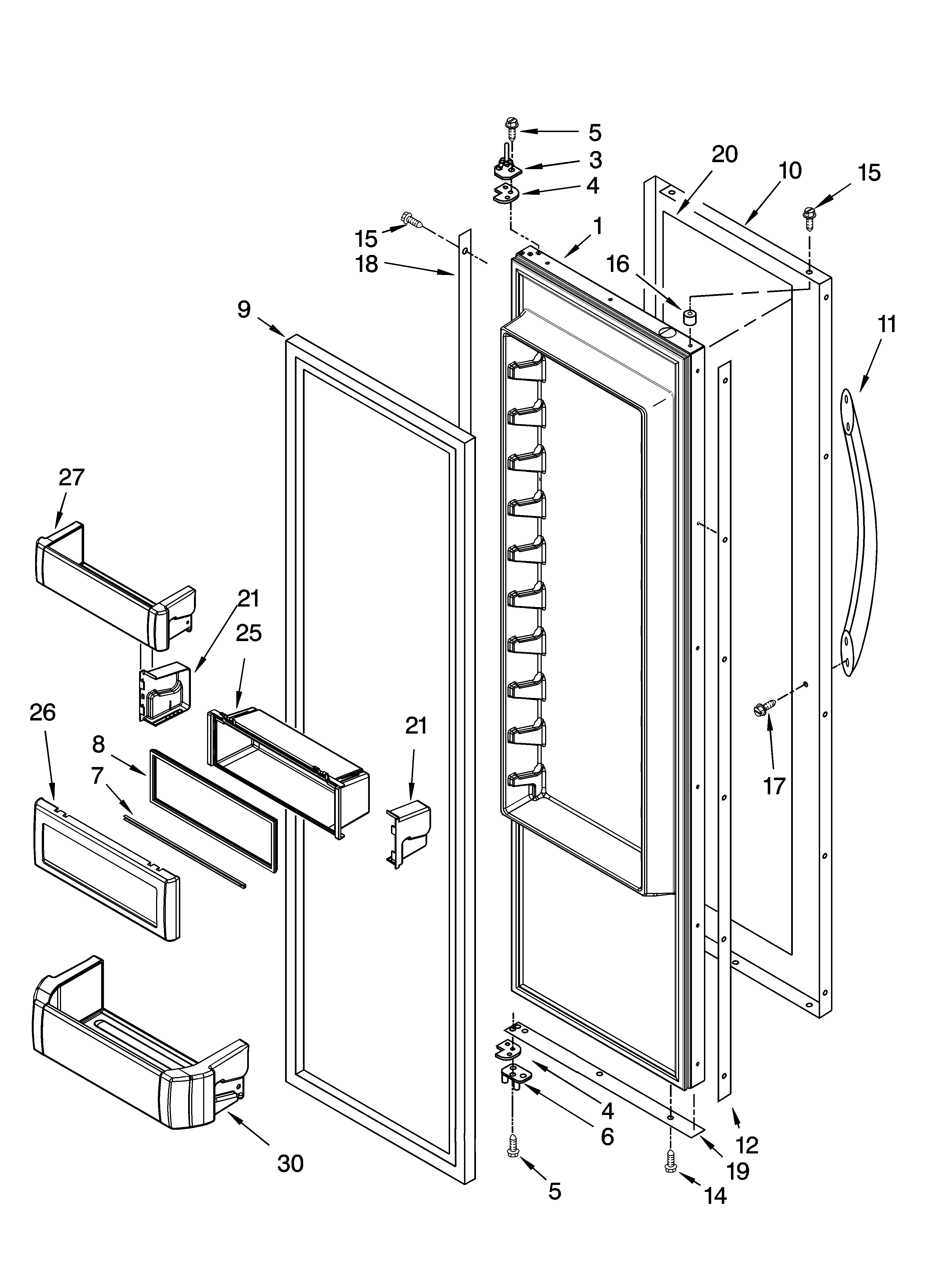 KitchenAid KSSC48FTS03 refrigerator door parts diagram