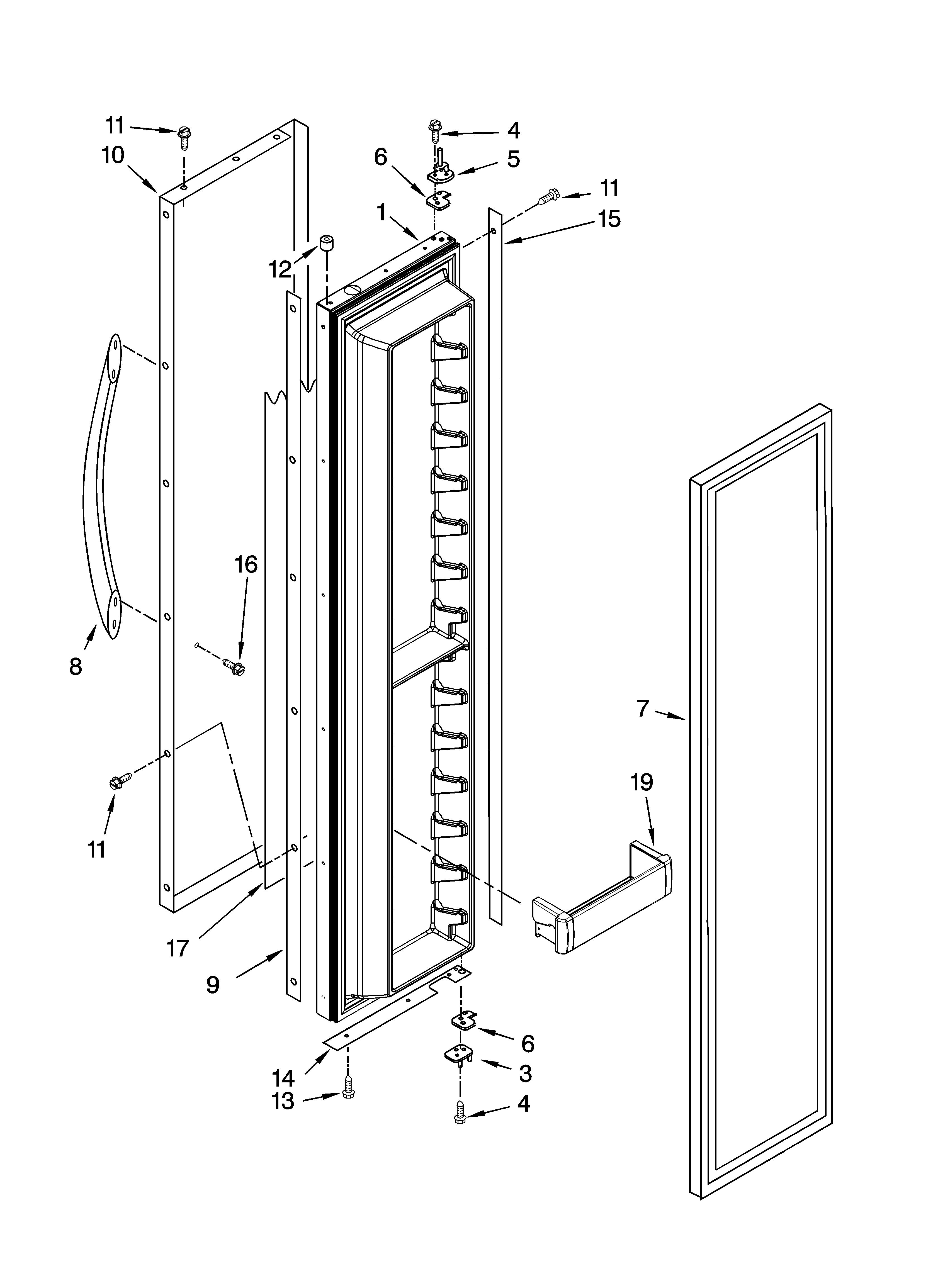 KitchenAid KSSC48FTS03 freezer door parts diagram