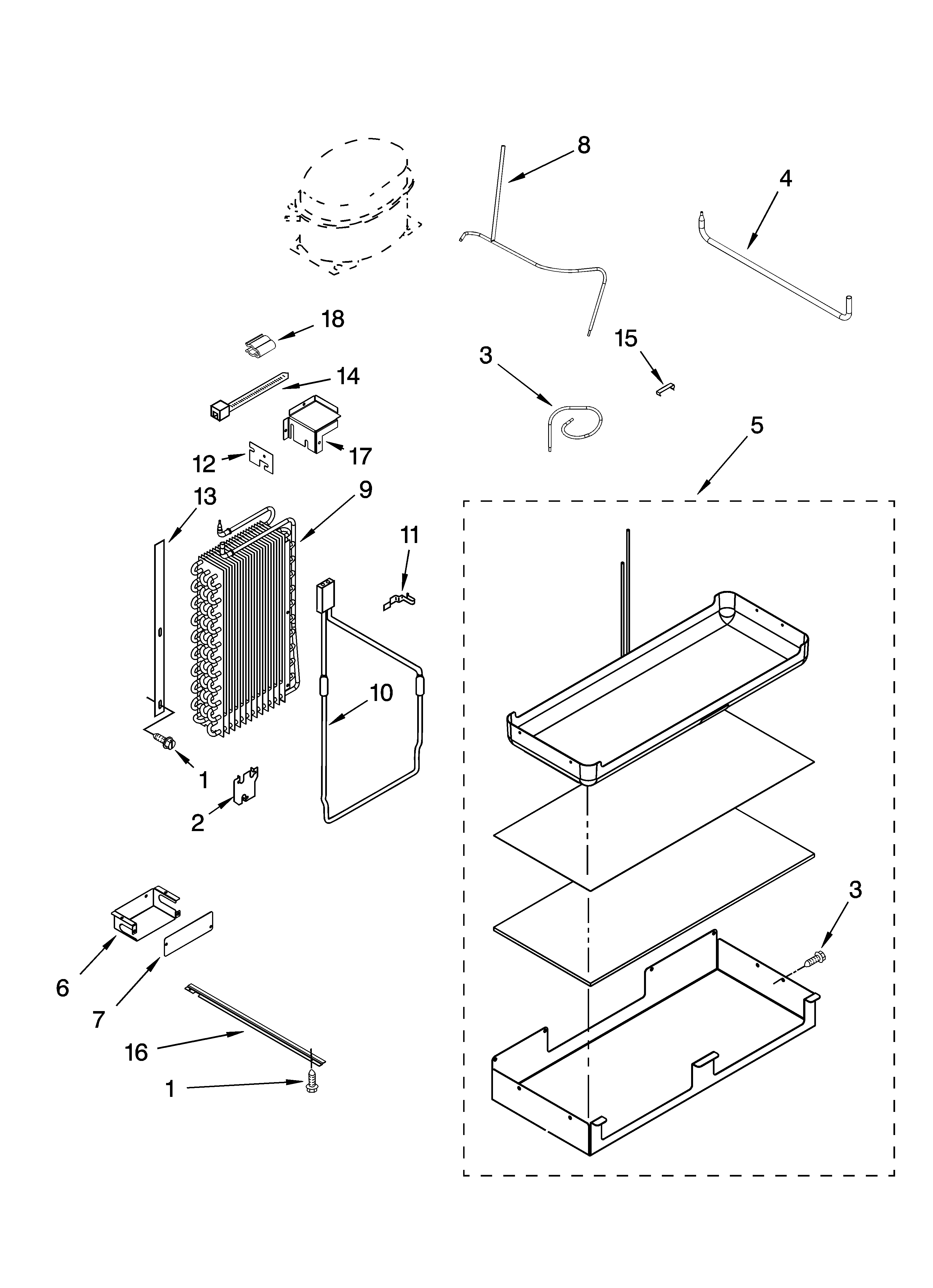 KitchenAid KSSC48FTS03 lower unit and tube parts diagram