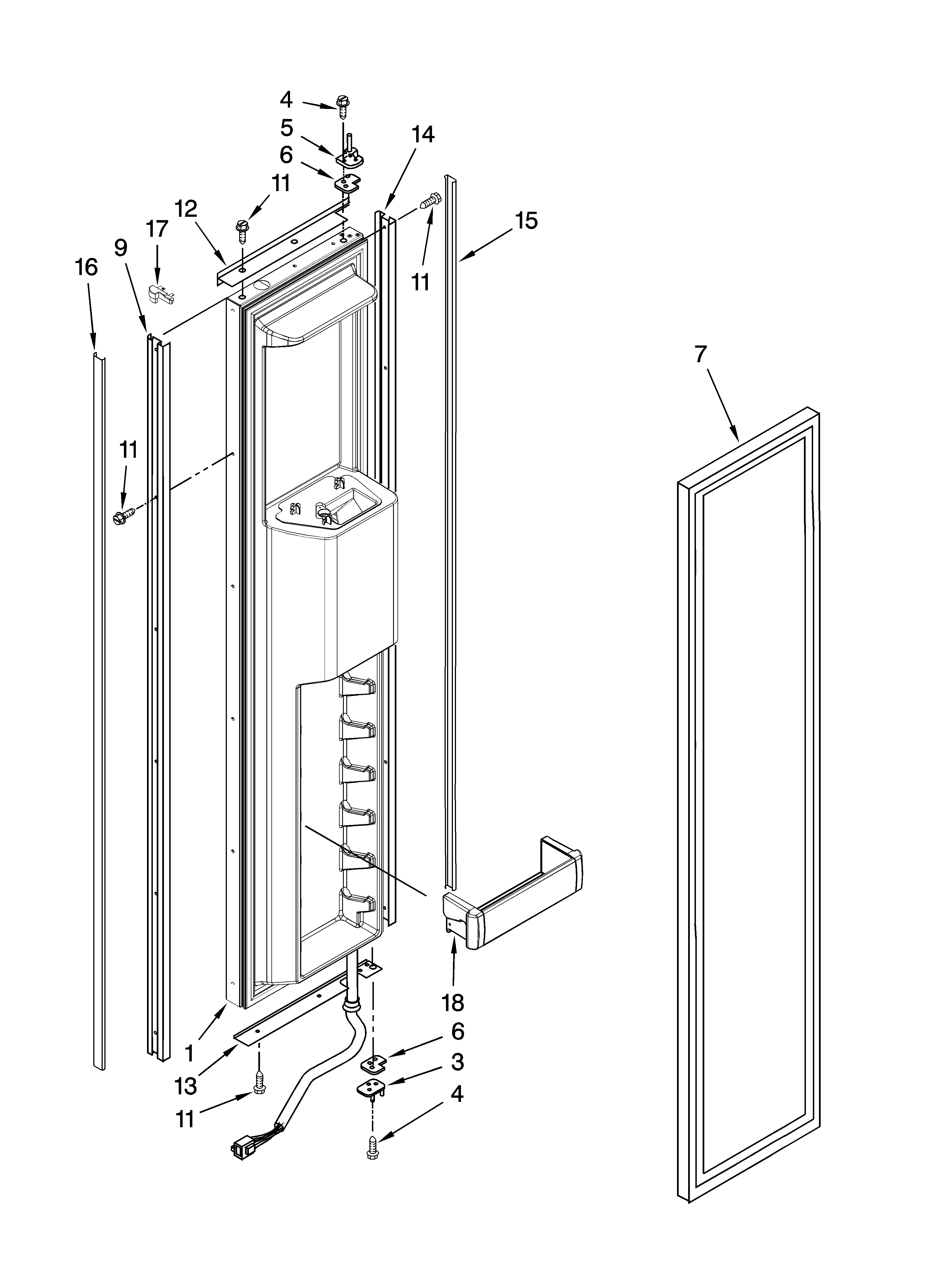 KitchenAid KSSO48QTX03 freezer door parts diagram