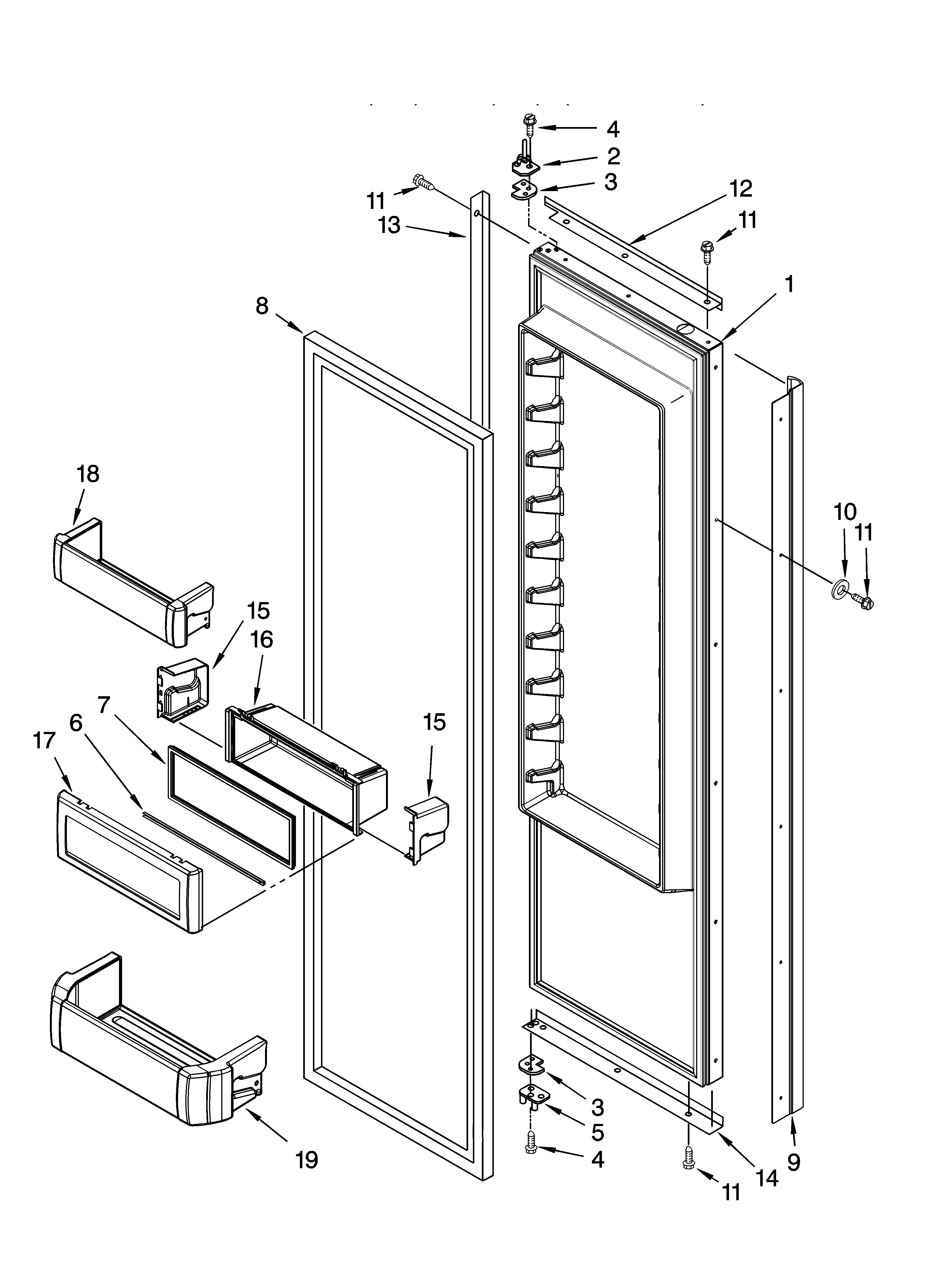 KitchenAid KSSS36QTW03 refrigerator door parts diagram