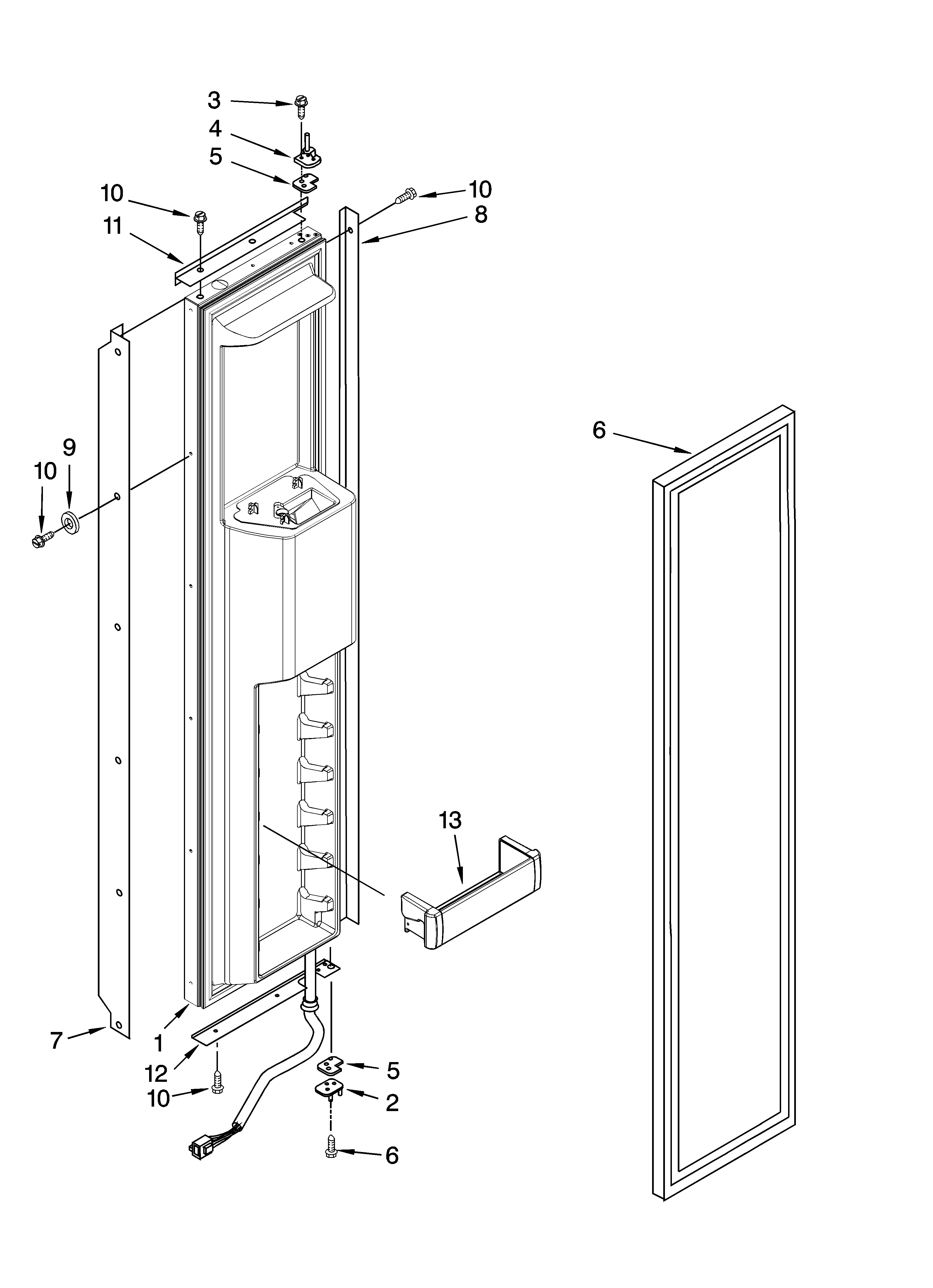 KitchenAid KSSS36QTW03 freezer door parts diagram