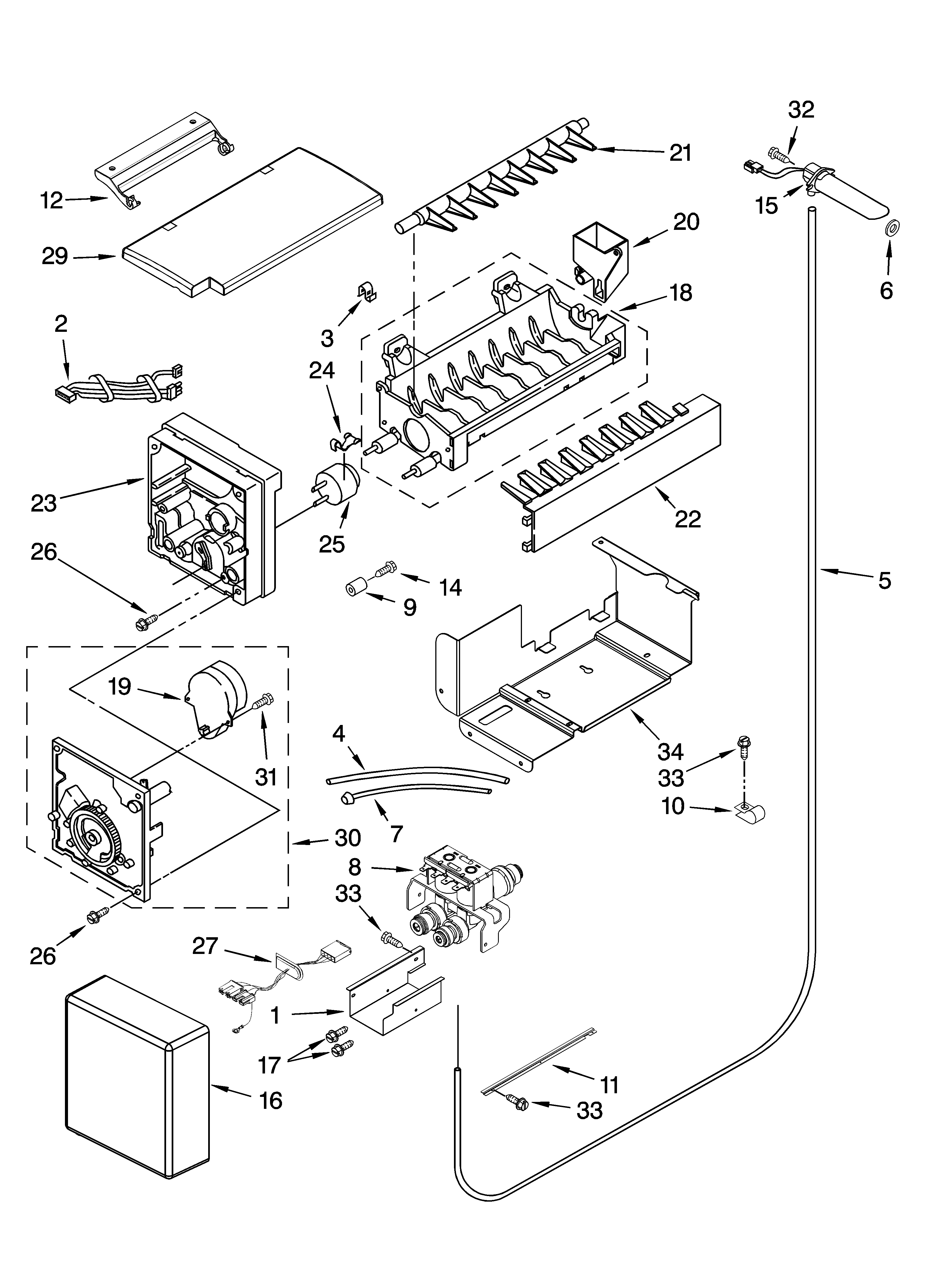 KitchenAid KSSS36QTW03 icemaker parts diagram