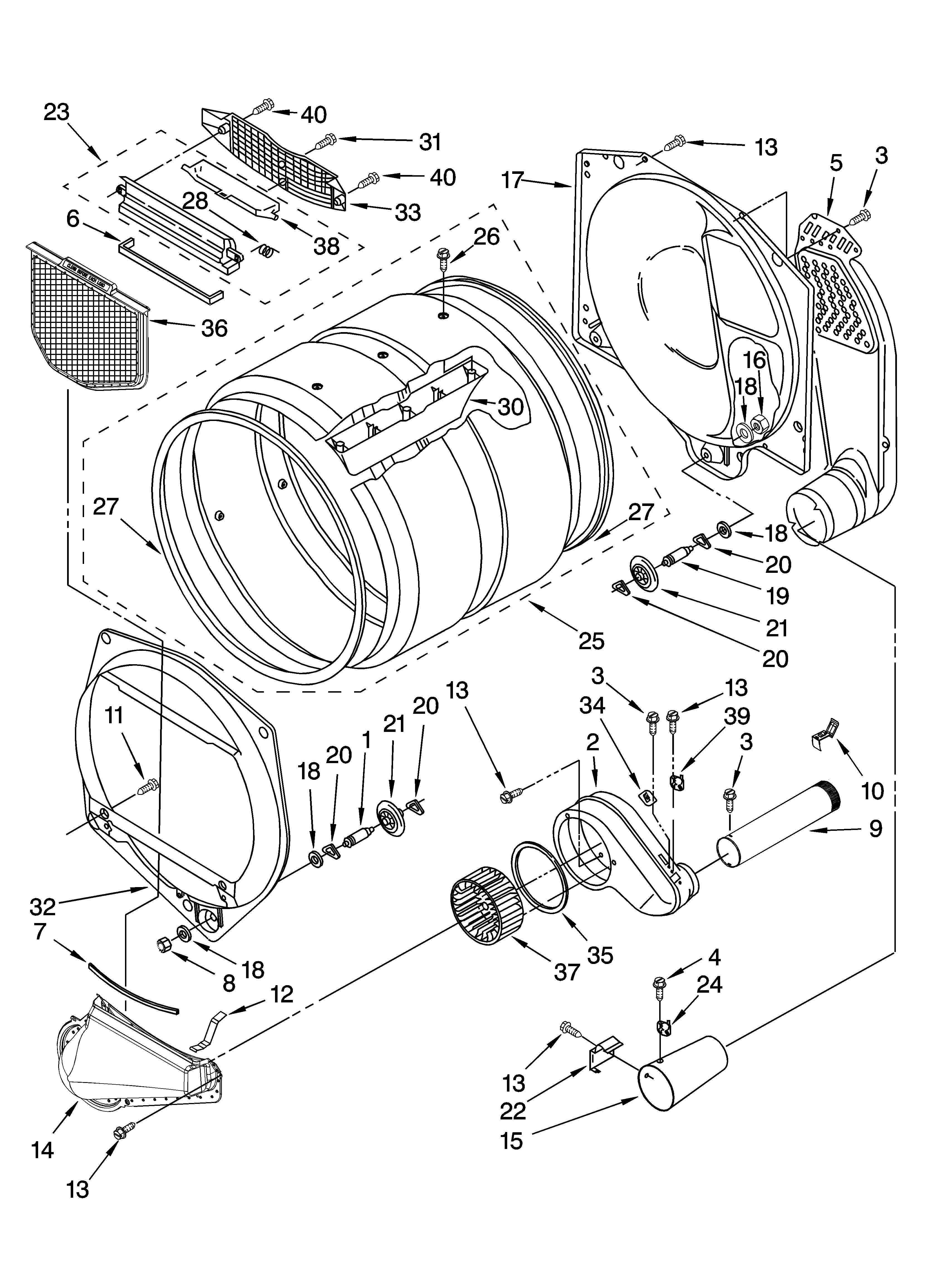 Whirlpool CSP2761TQ2 upper and lower bulkhead parts diagram
