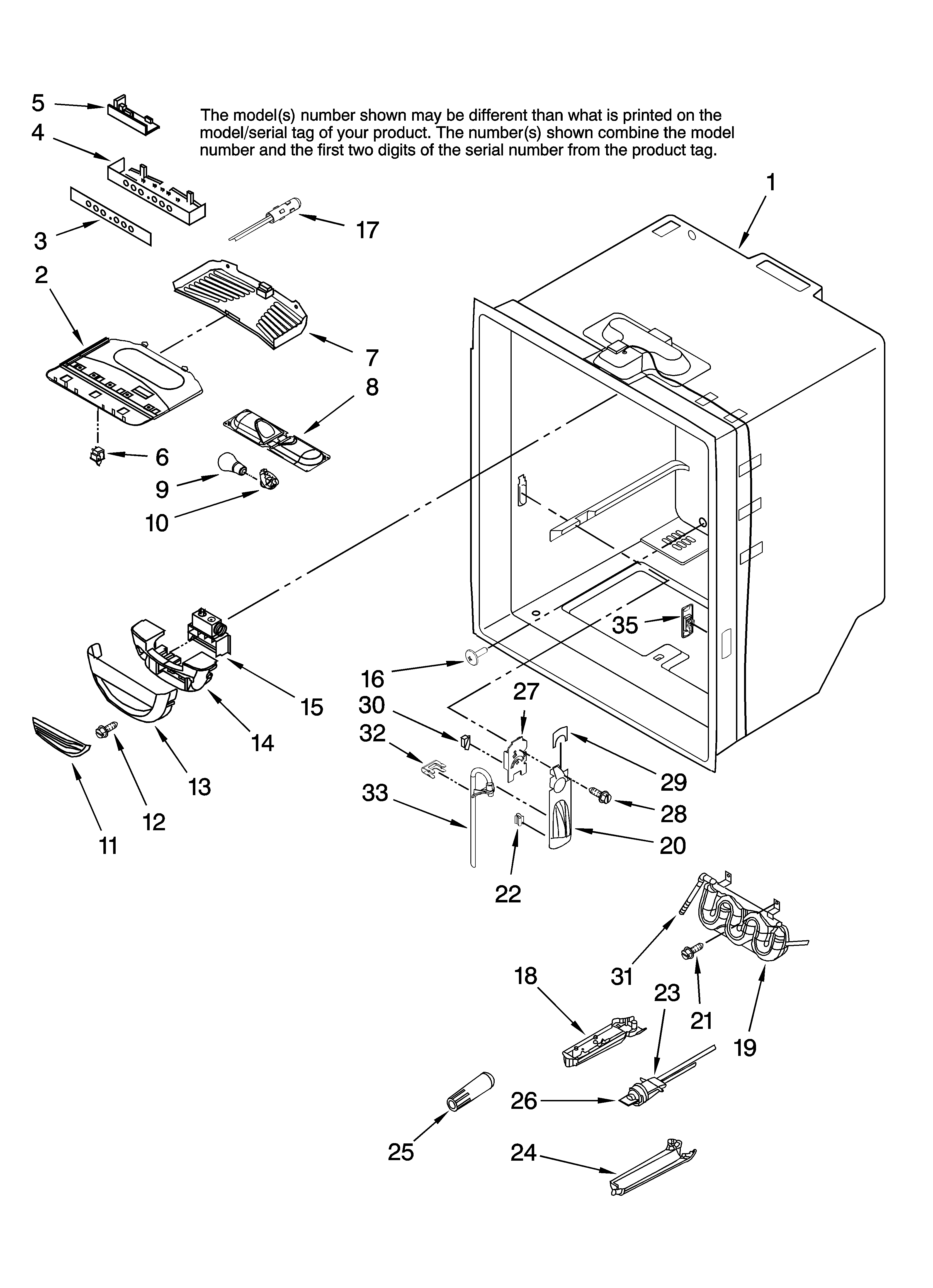 Amana ABL2233FES12 refrigerator liner parts diagram