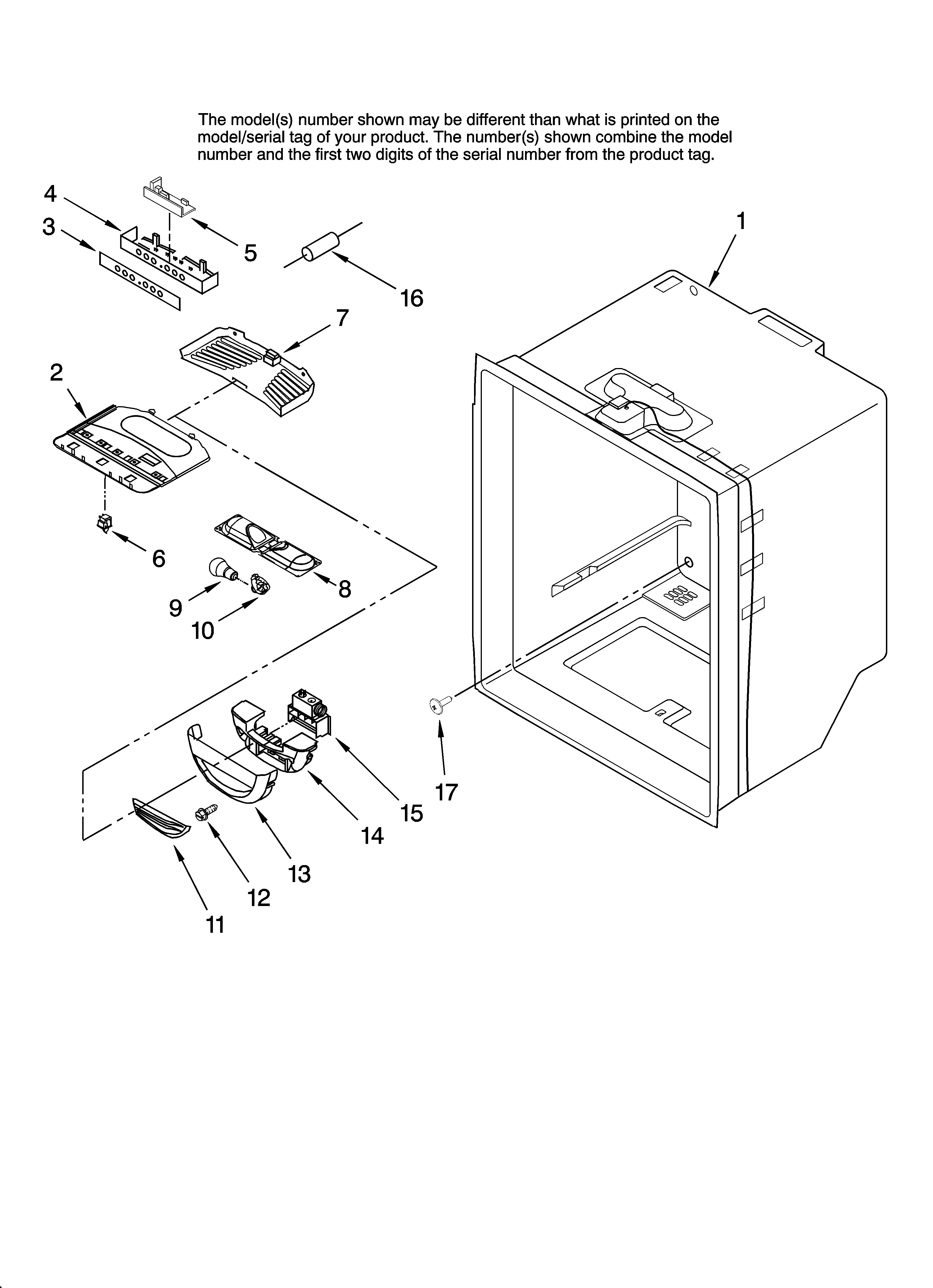 Amana ABL2527FES12 refrigerator liner parts diagram