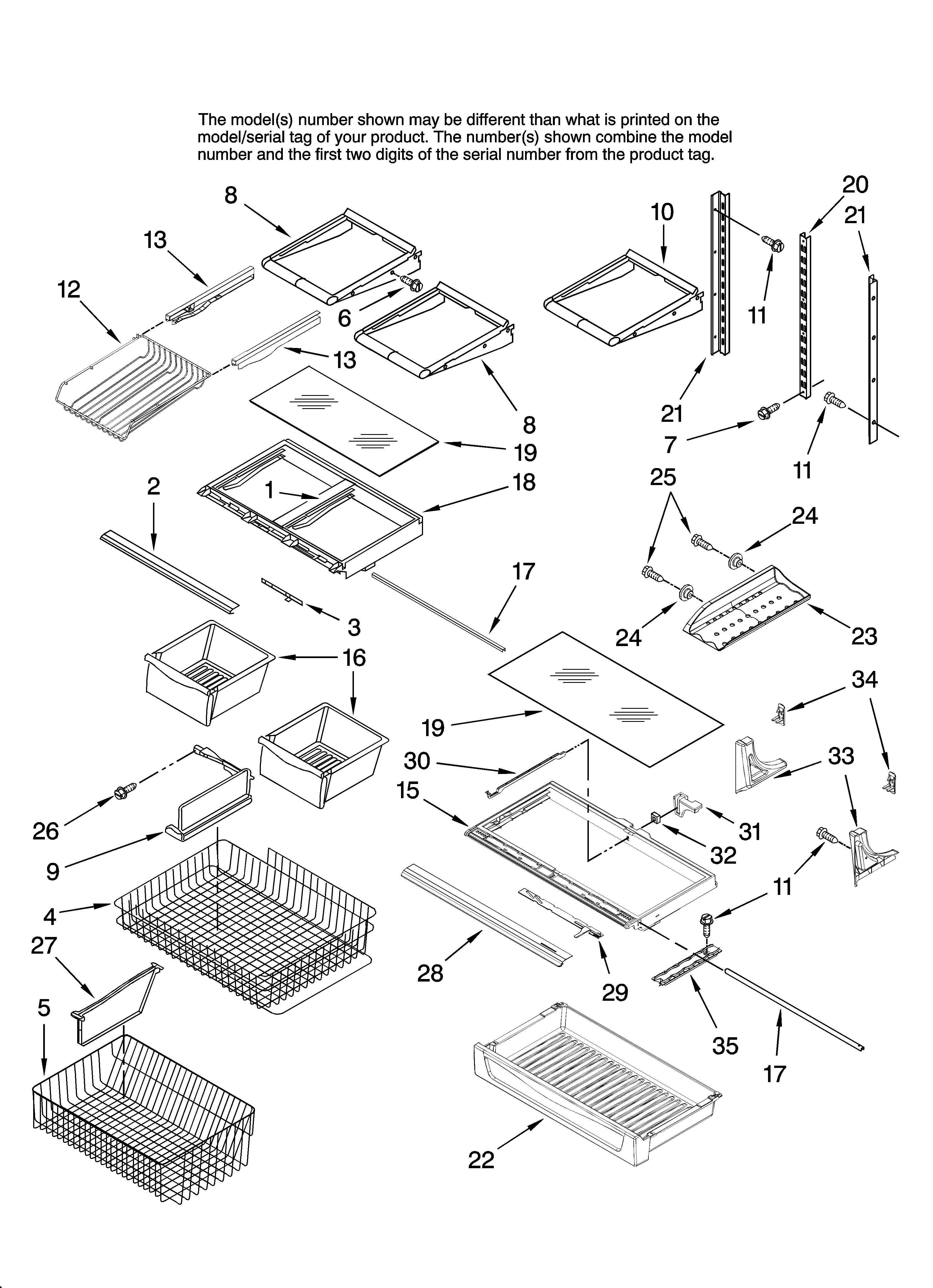 Amana ABL2527FES12 shelf parts diagram