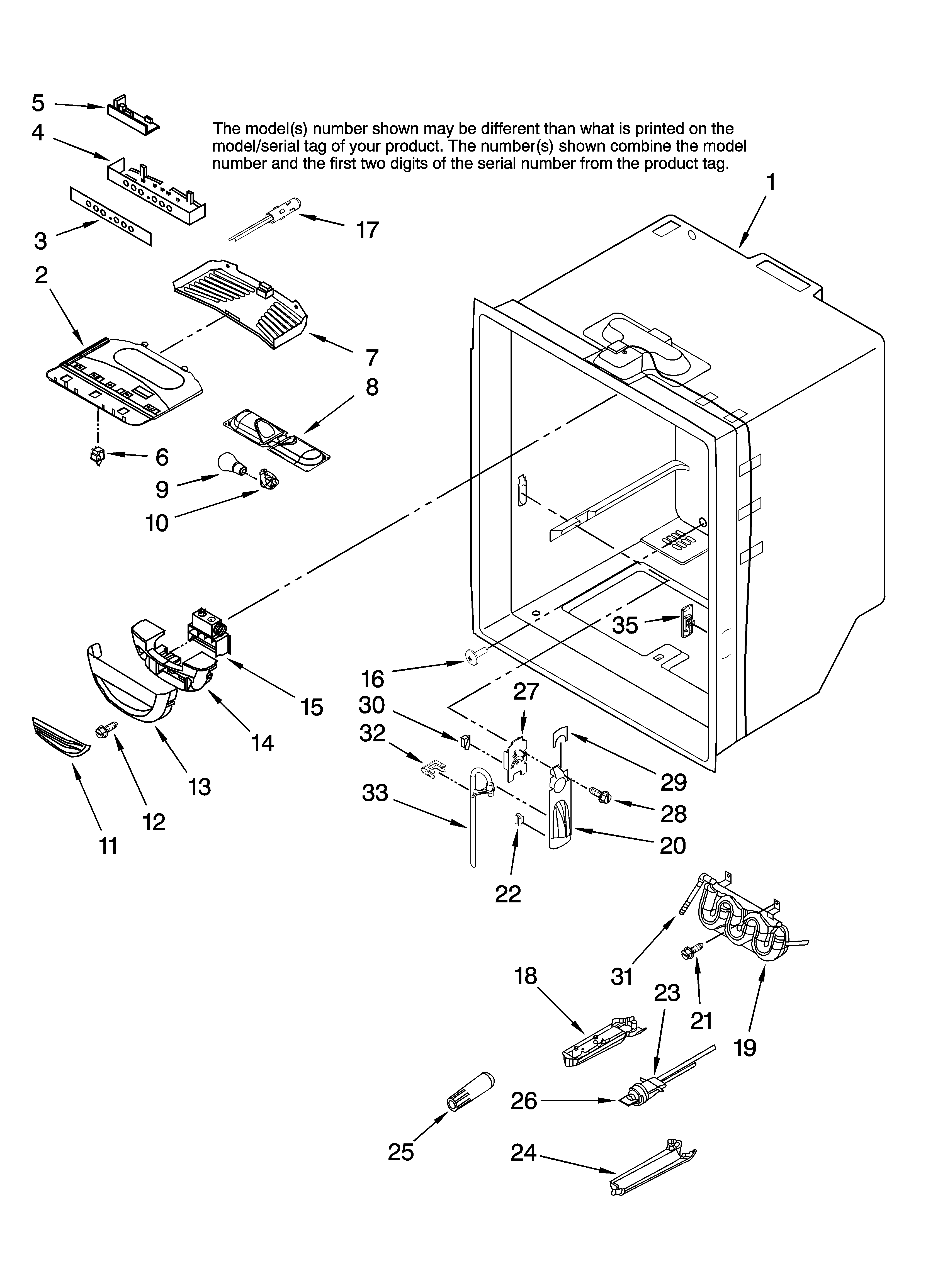 Amana ABR2533FES12 refrigerator liner parts diagram