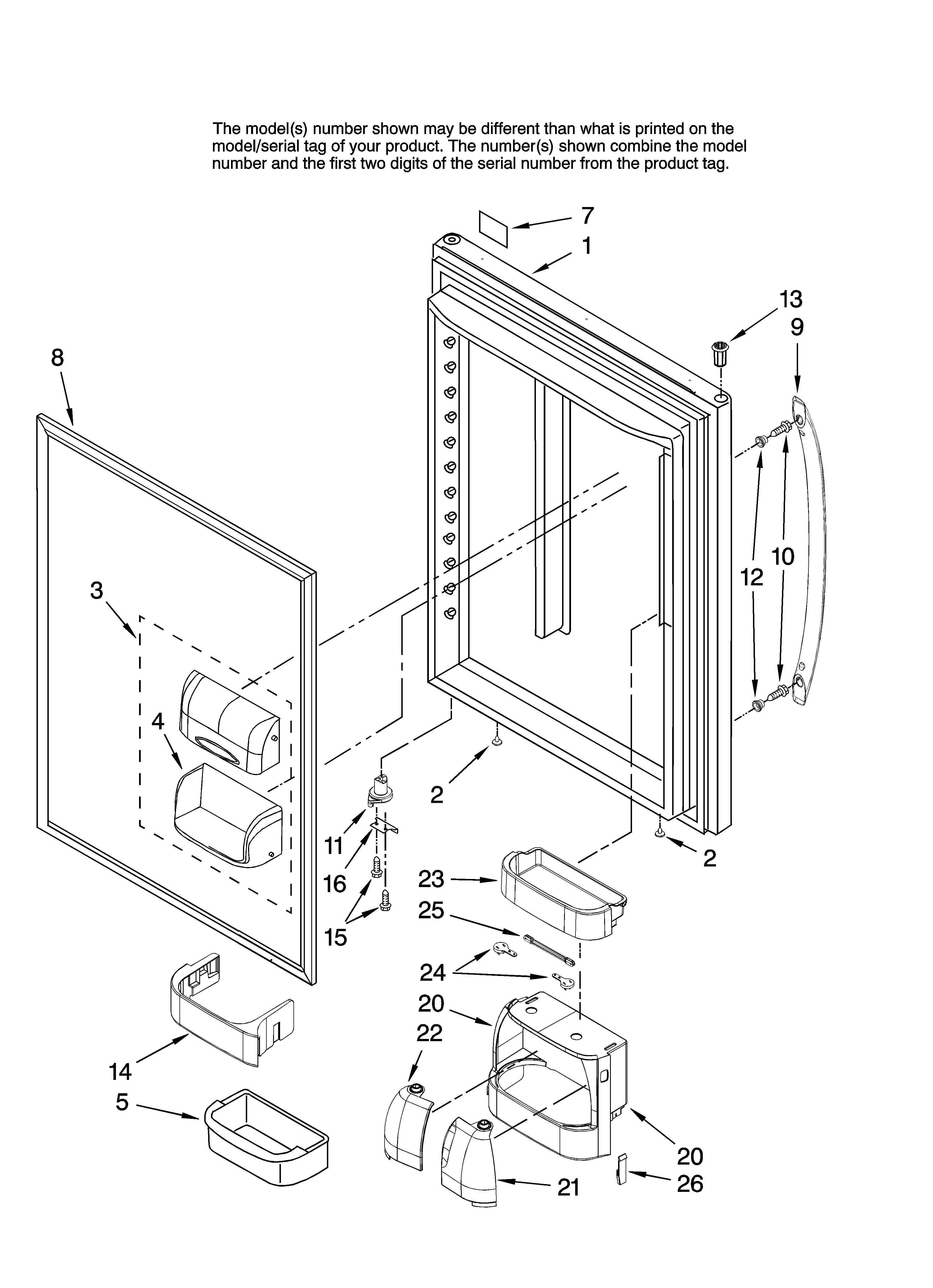 Amana ABR2533FES12 refrigerator door parts diagram