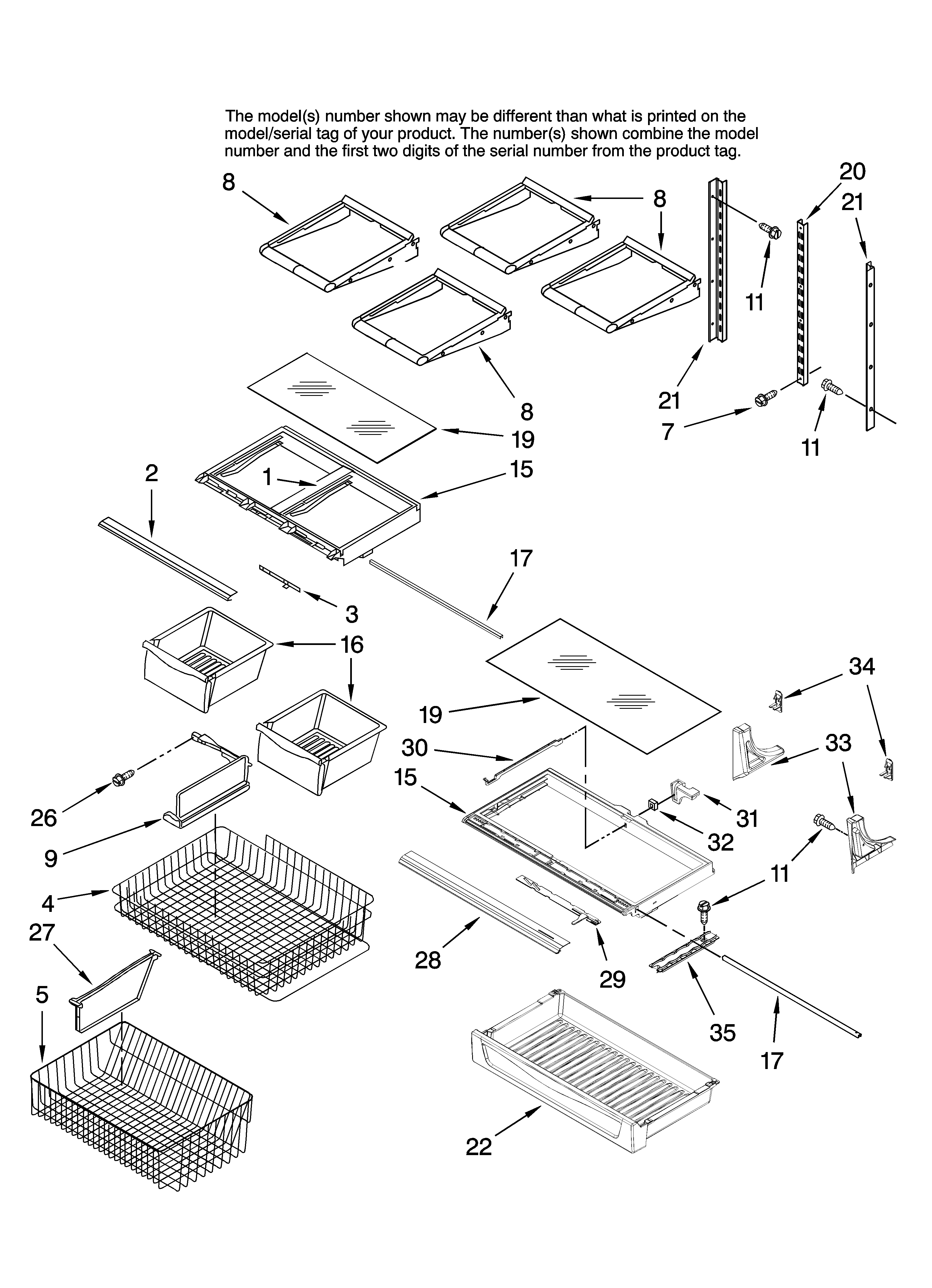 Amana ABR2533FES12 shelf parts diagram
