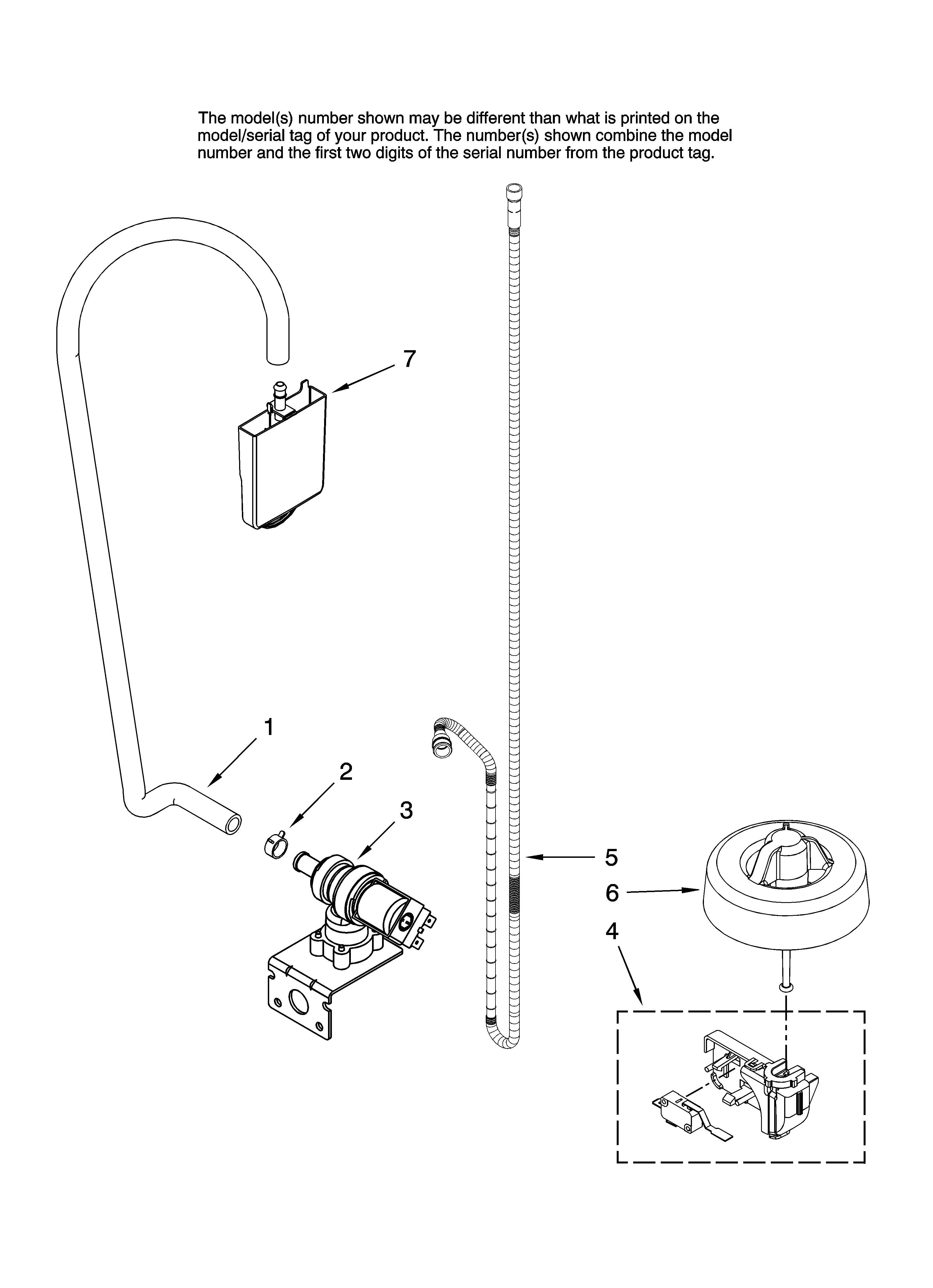 Amana ADB1500AWS0 fill and overfill parts diagram