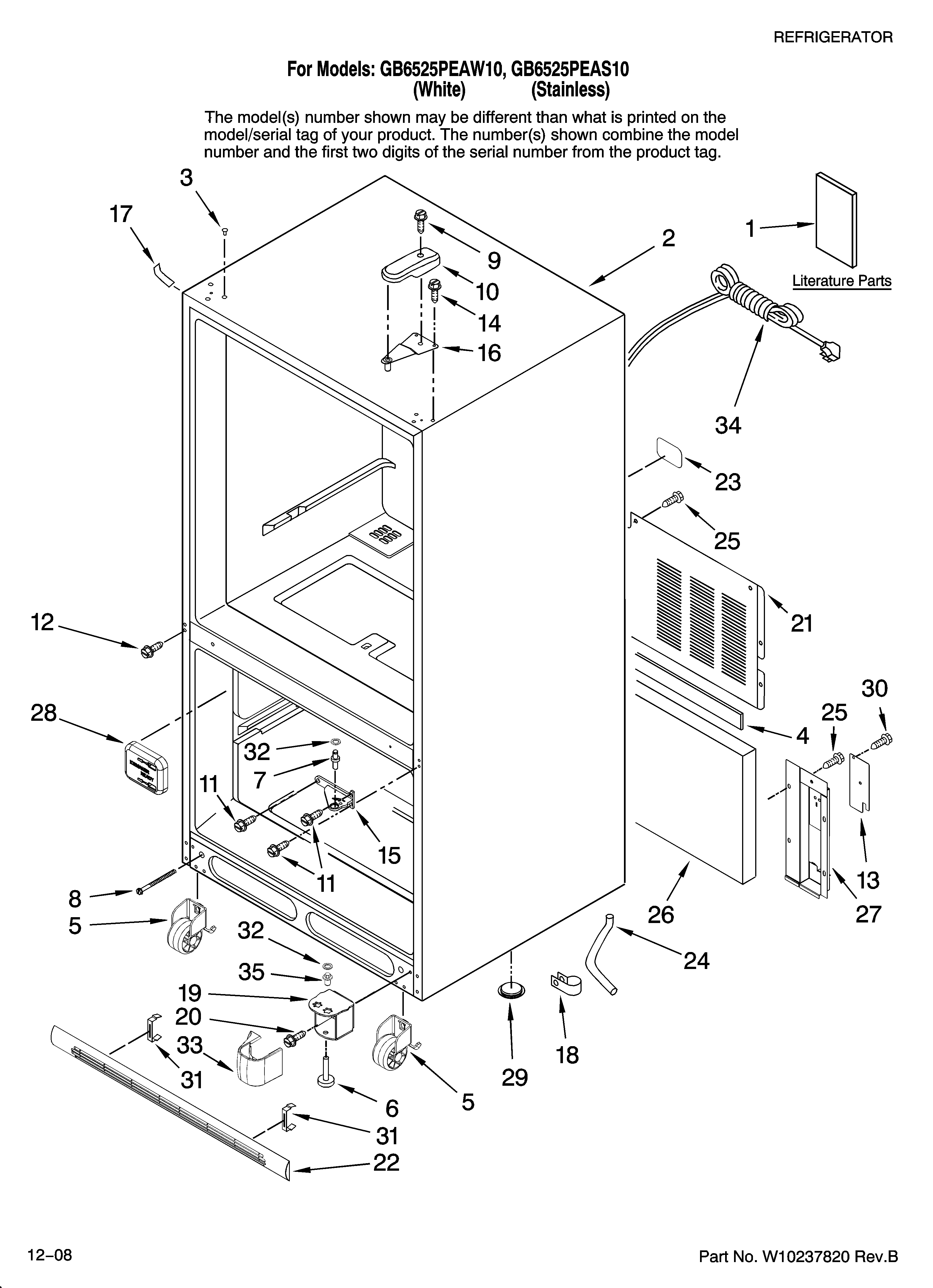 Maytag GB6525PEAS10 cabinet parts diagram