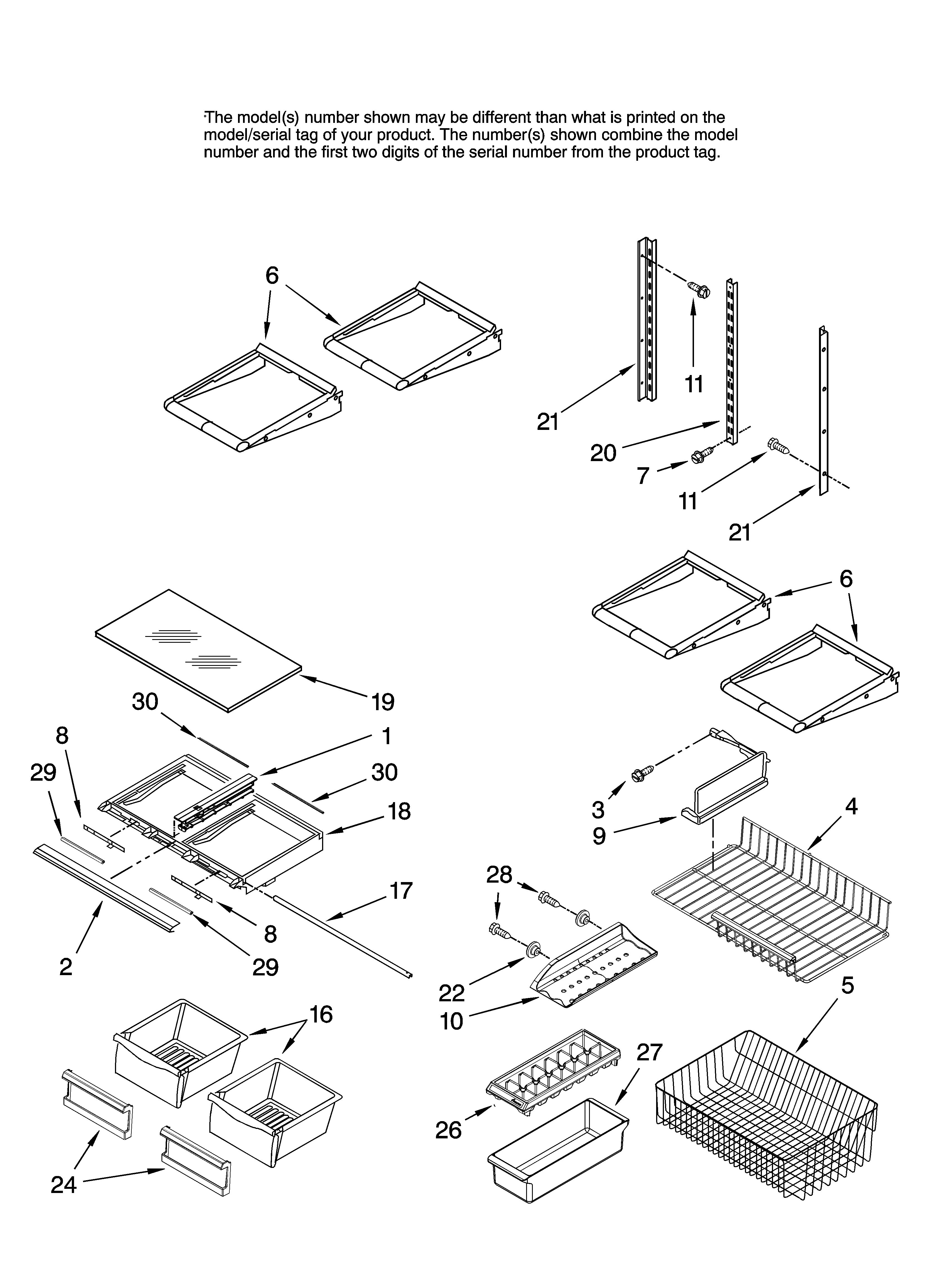 Maytag GB6525PEAS10 shelf parts, optional parts diagram