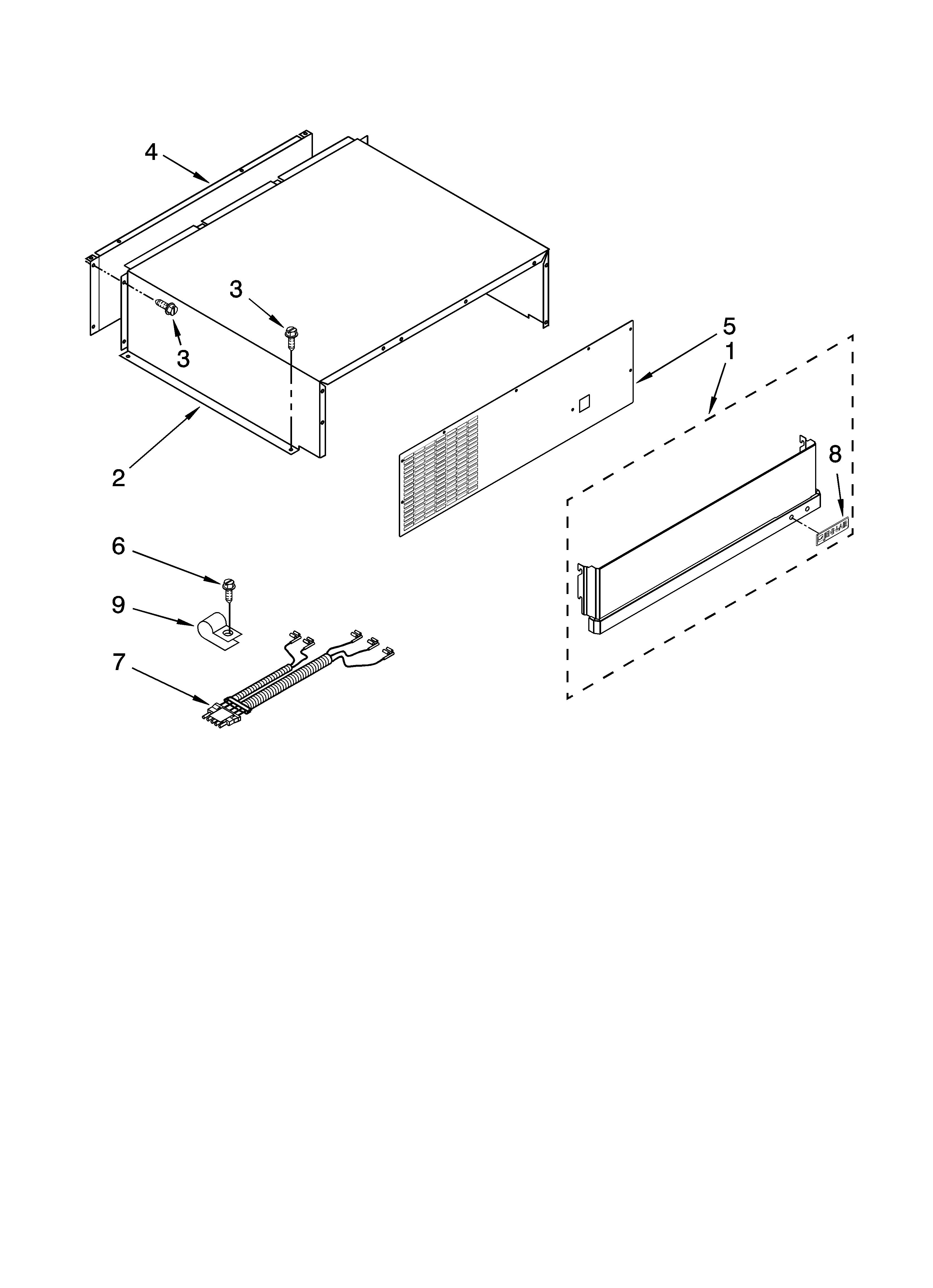 Jenn-Air JS48PPDUDB01 top grille and unit cover parts diagram