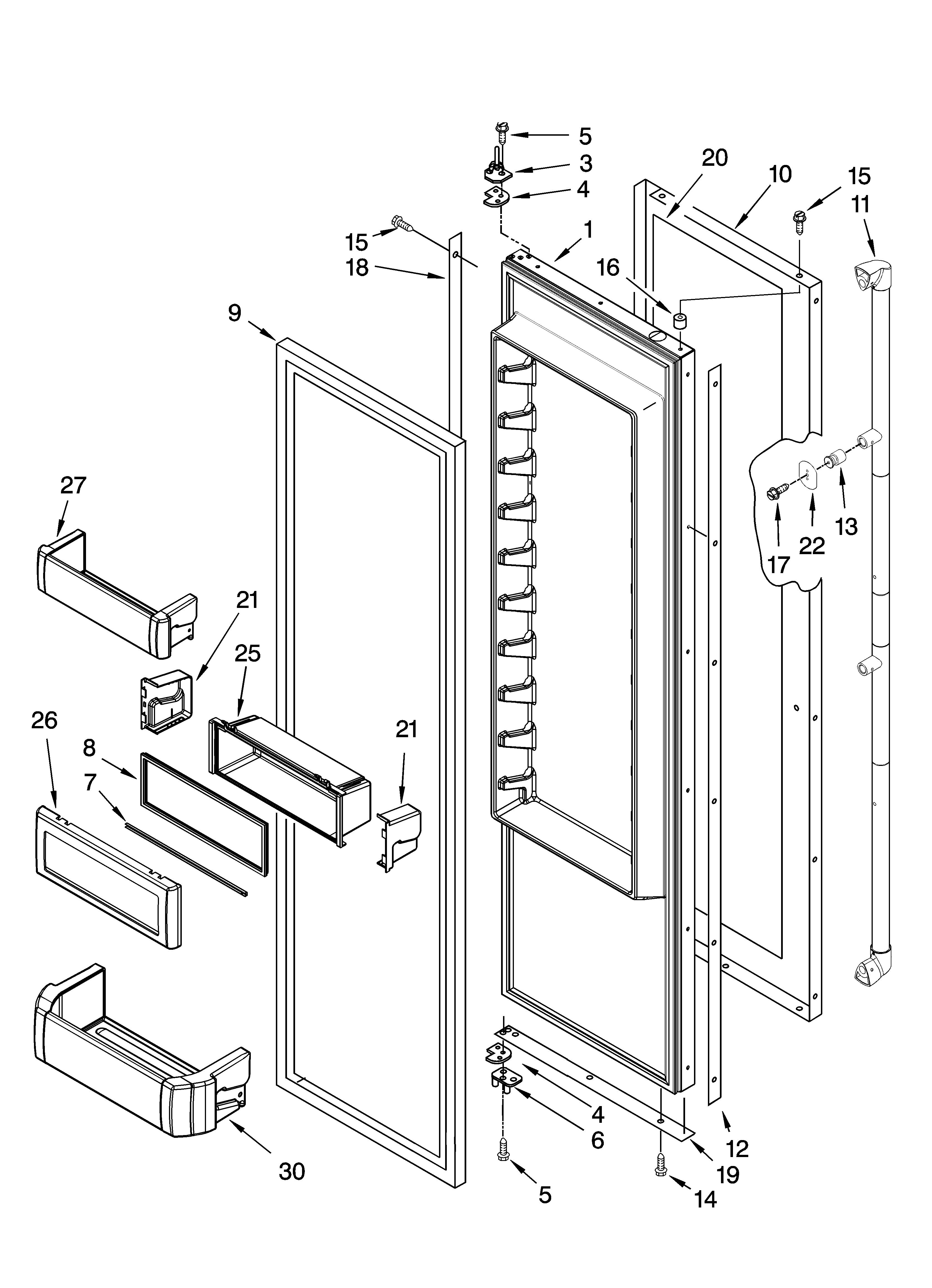 Jenn-Air JS48PPDUDB01 refrigerator door parts diagram
