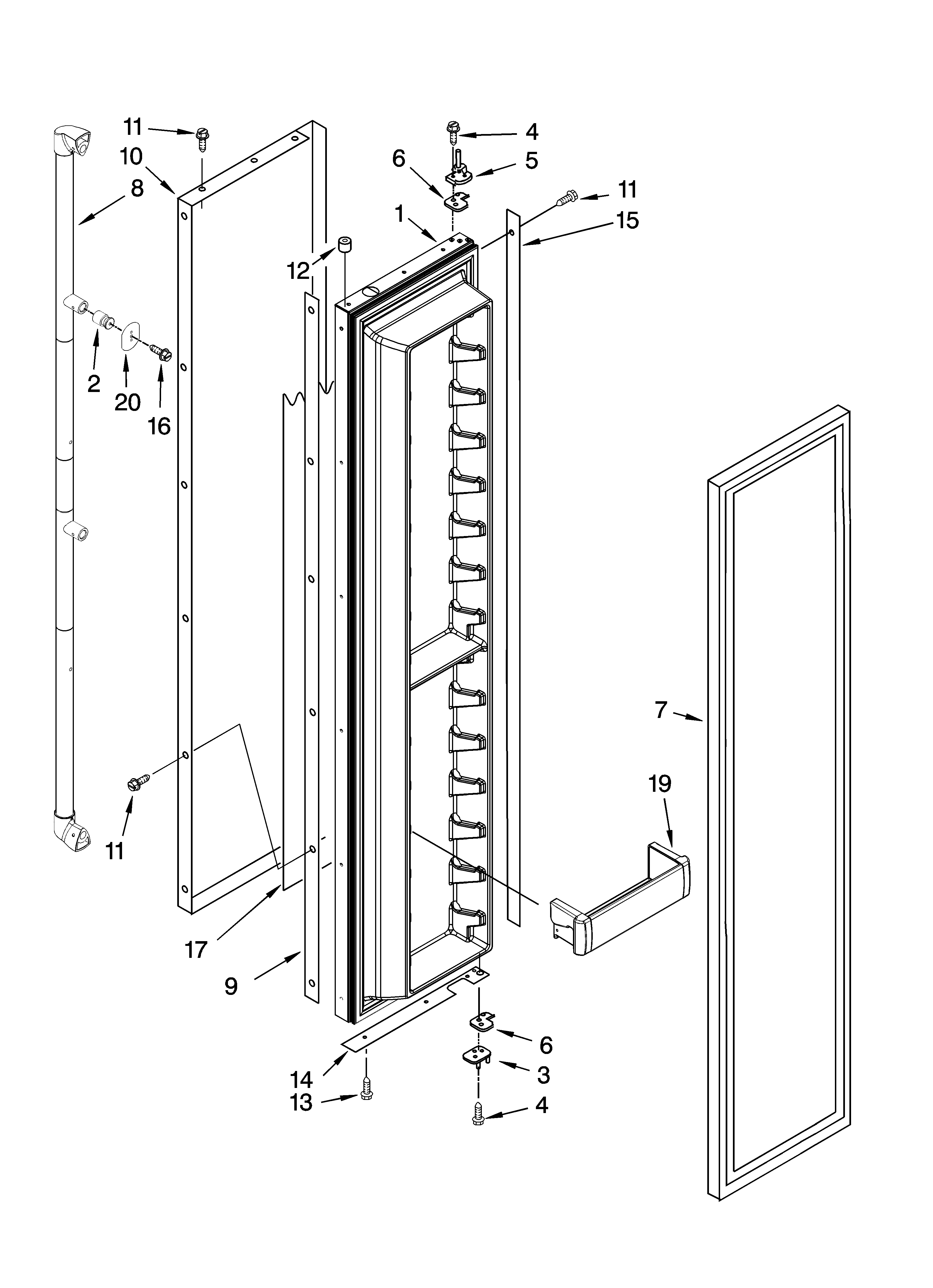 Jenn-Air JS48PPDUDB01 freezer door parts diagram