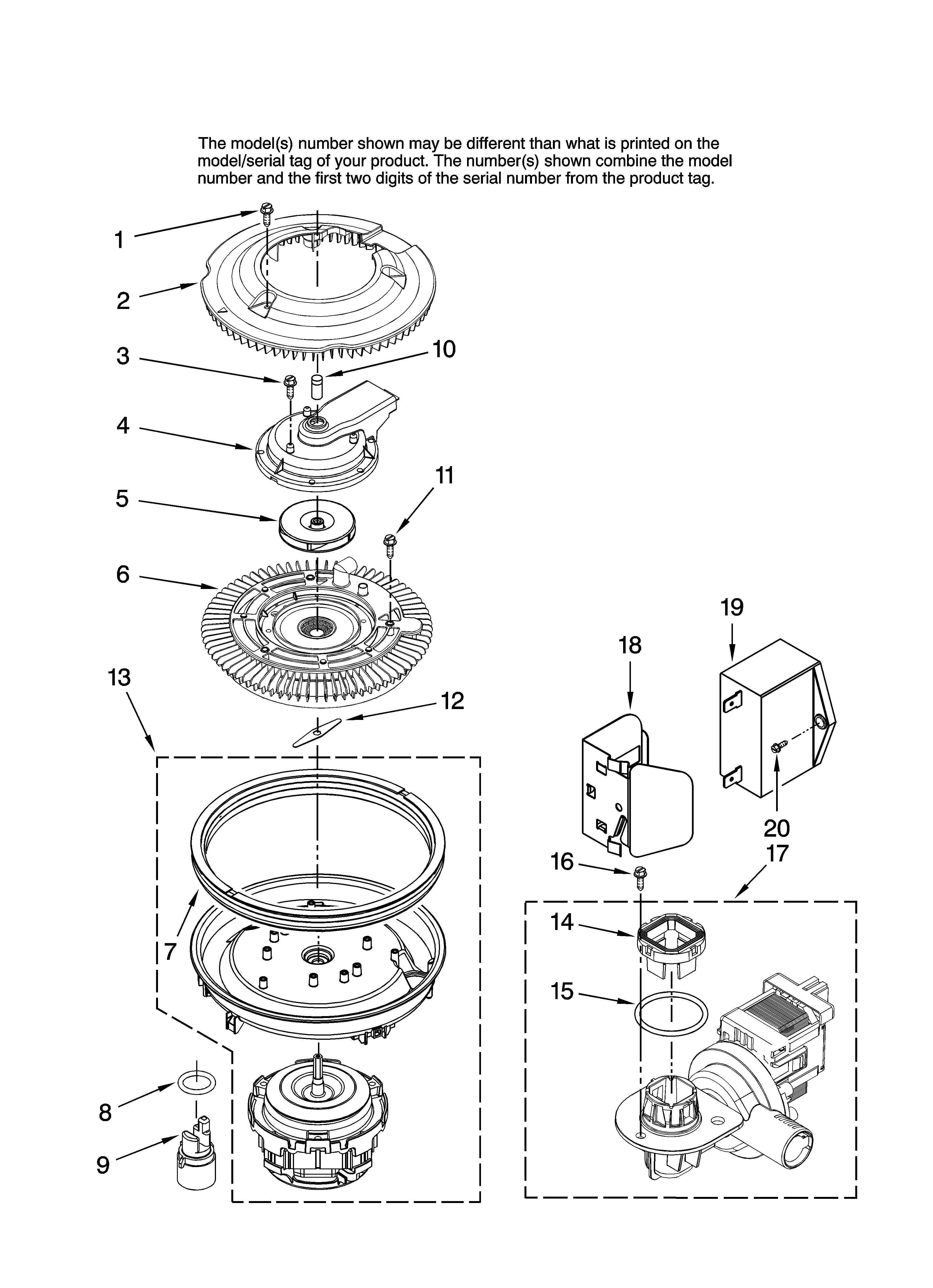 Maytag MDB6701AWB46 pump and motor parts diagram