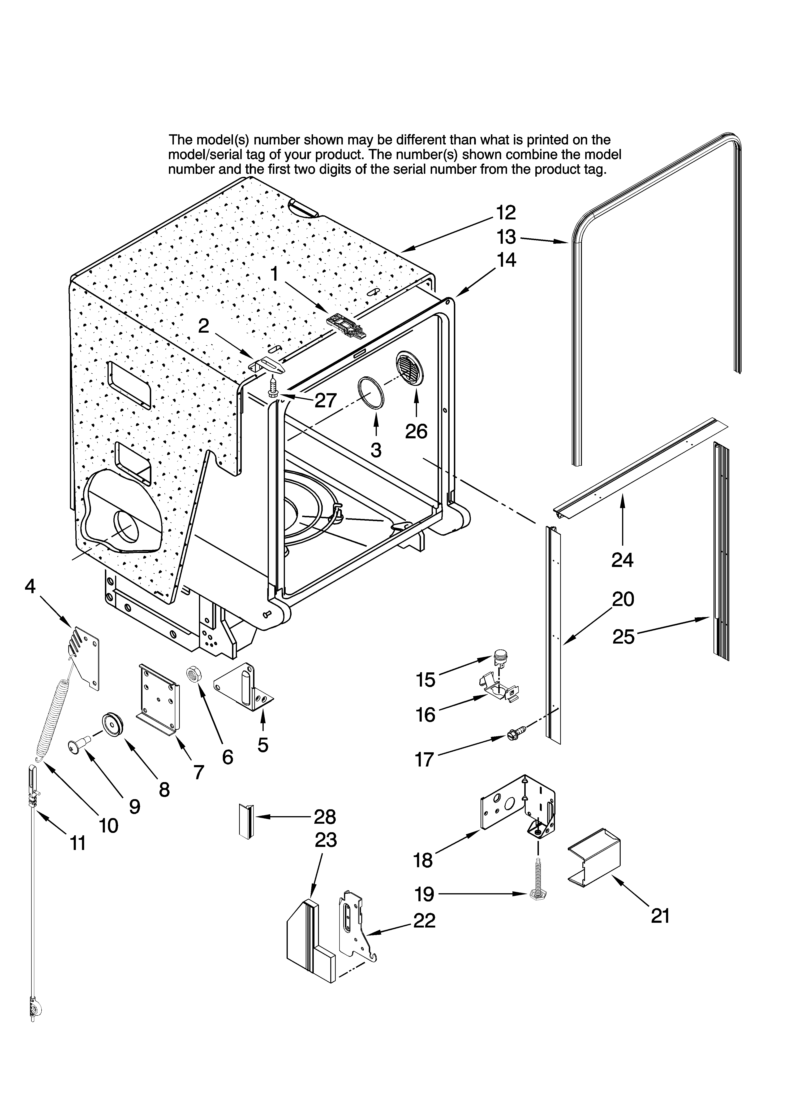 Maytag MDBH955AWW42 tub and frame parts diagram