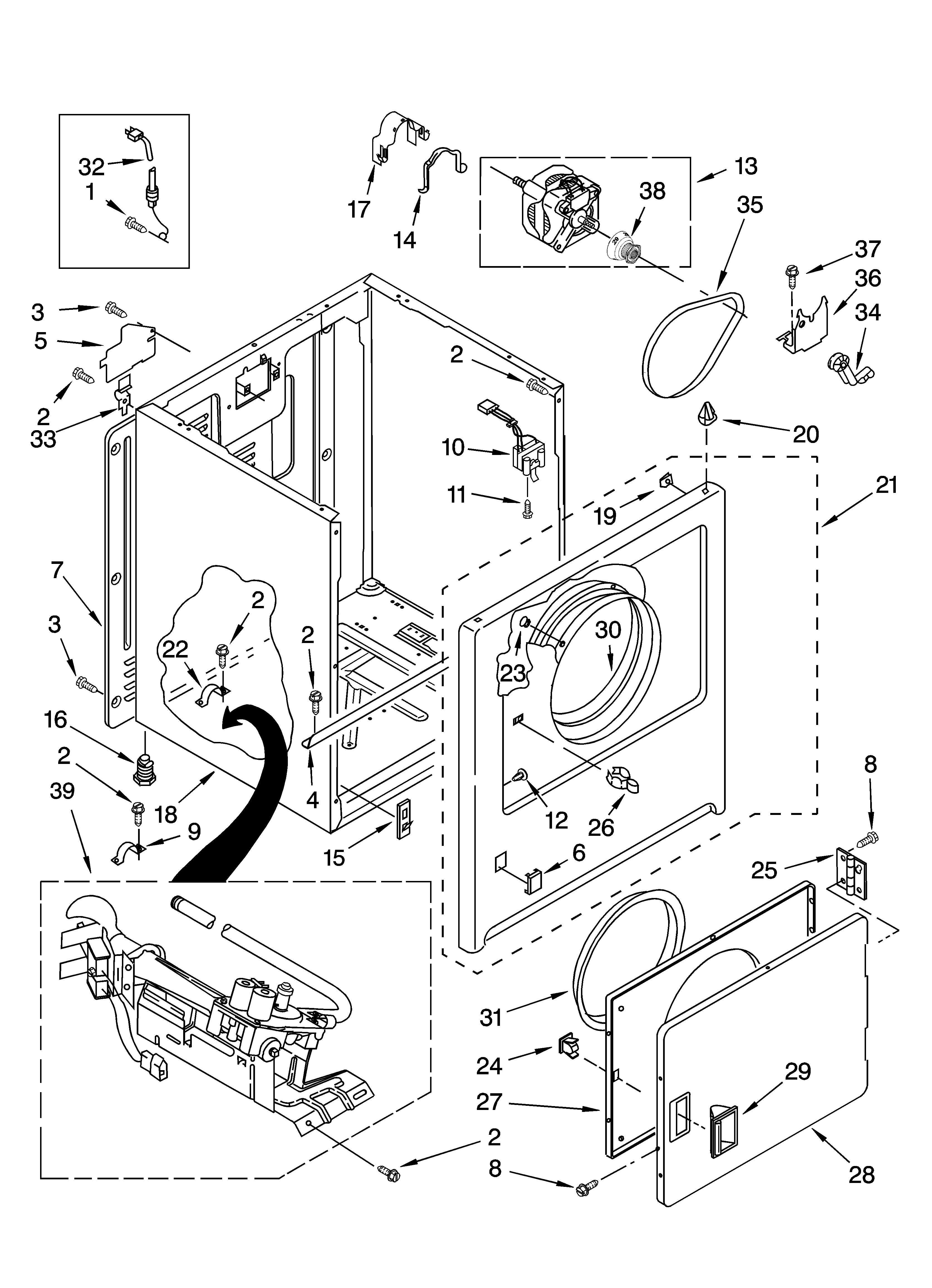Amana NGD5100TQ1 cabinet parts diagram