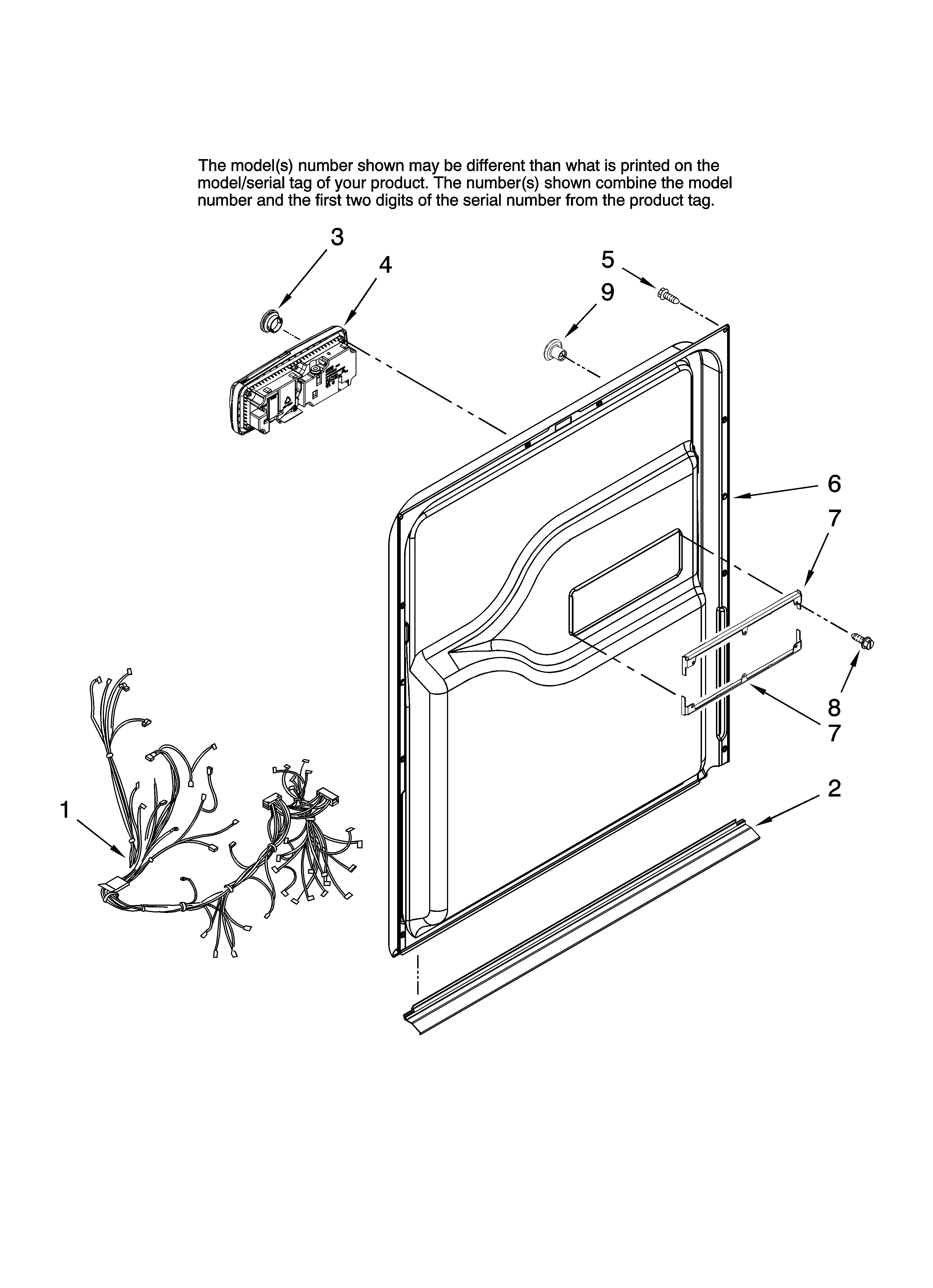 Amana ADB3500AWW41 door and latch parts diagram