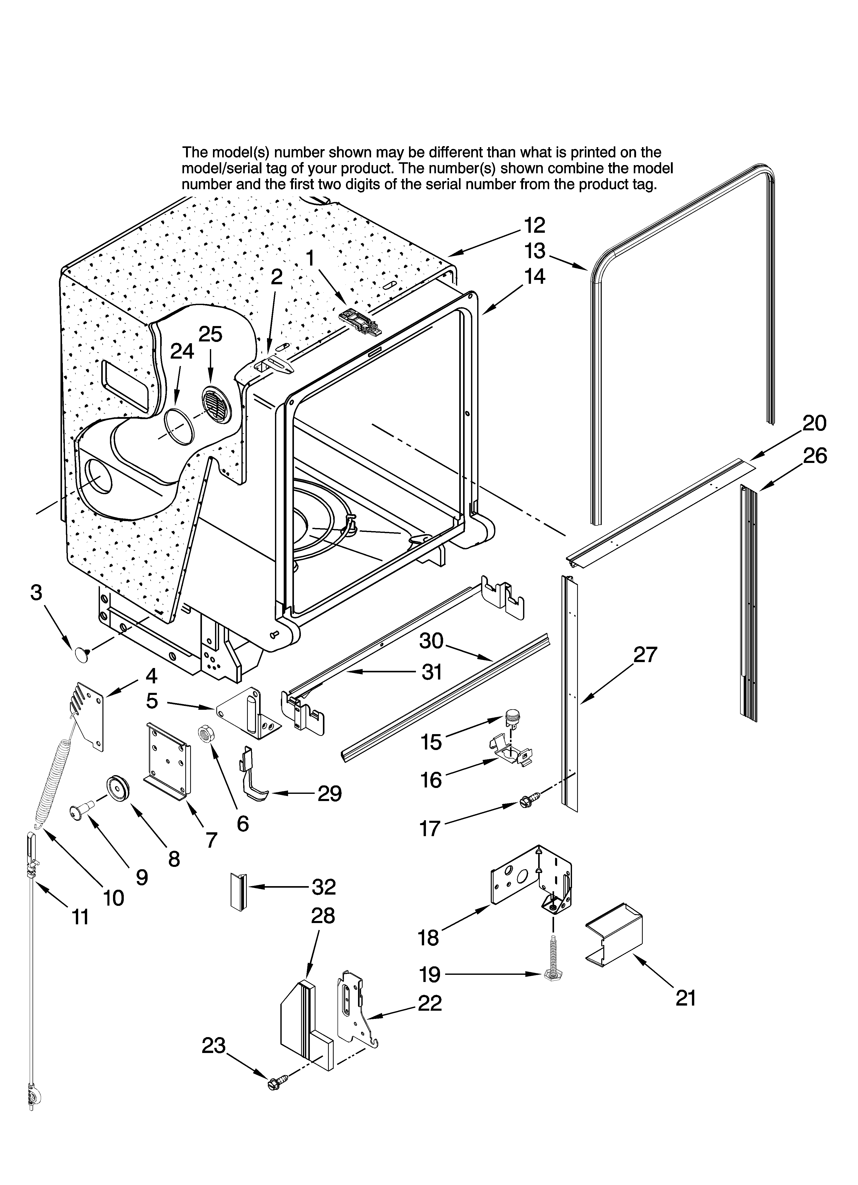 Amana ADB3500AWW41 tub and frame parts diagram
