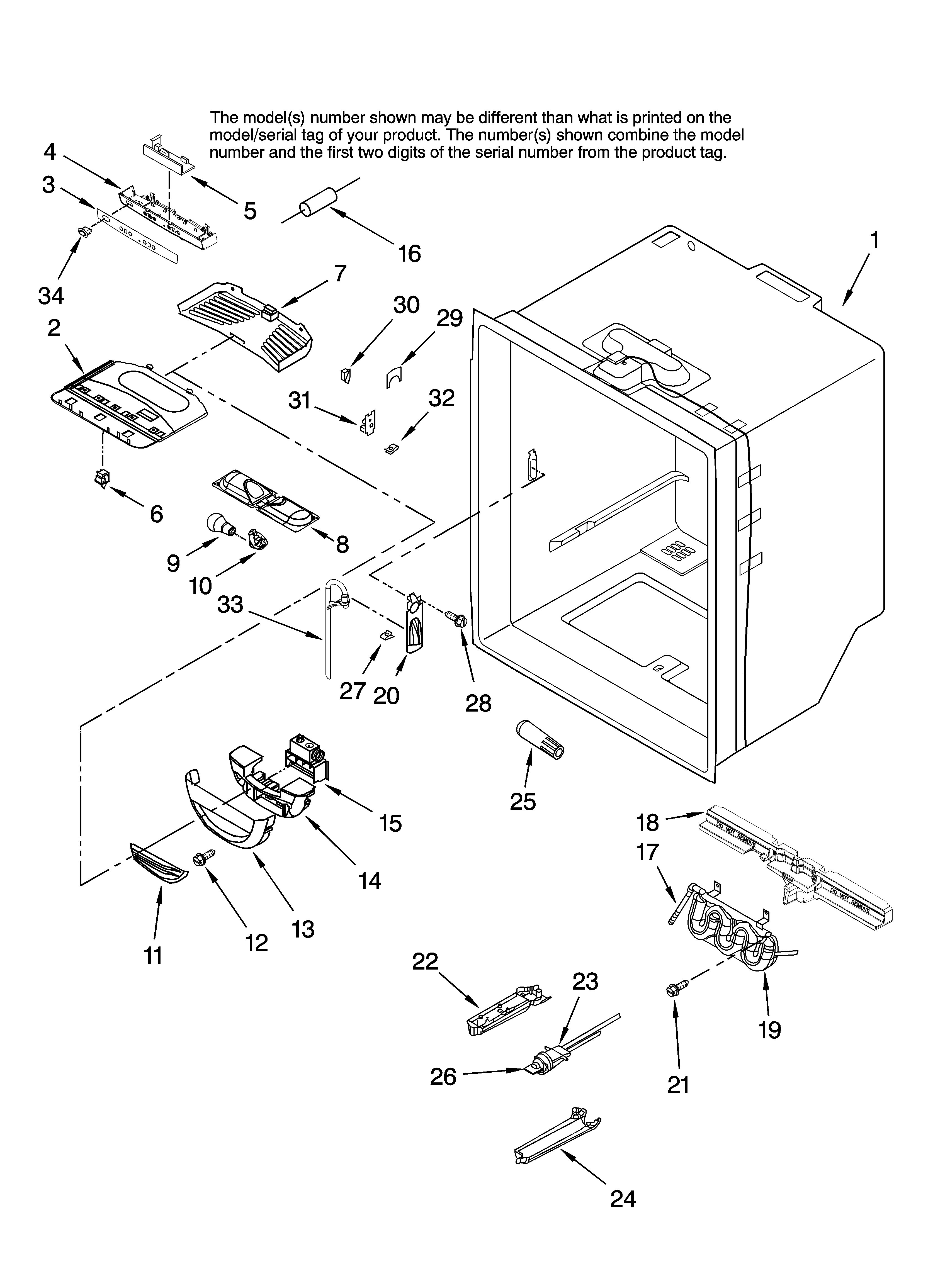 Amana AFD2535DEB14 refrigerator liner parts diagram