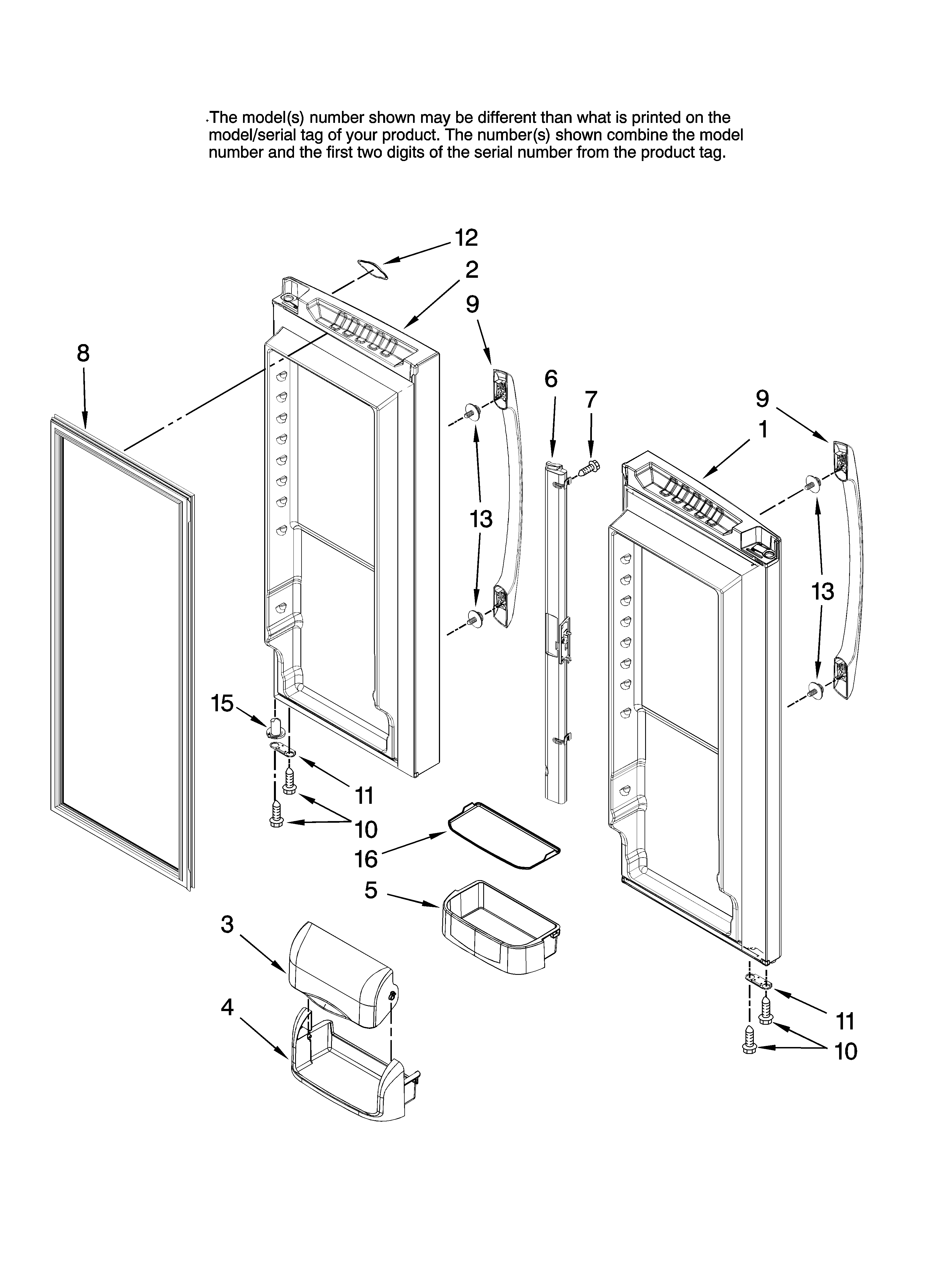Amana AFD2535DEB14 refrigerator door parts diagram