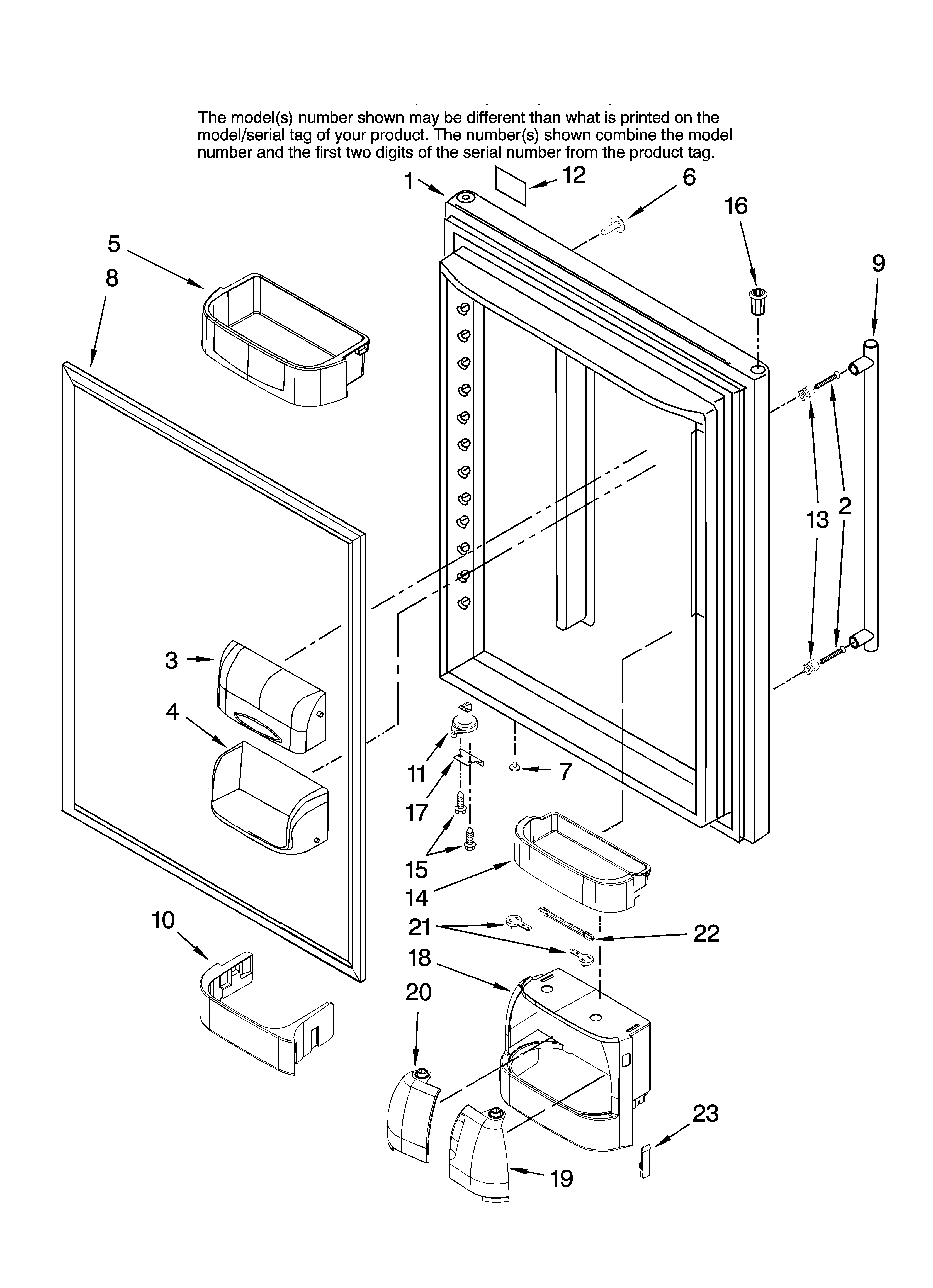 Jenn-Air JBR2088HES13 refrigerator door parts diagram