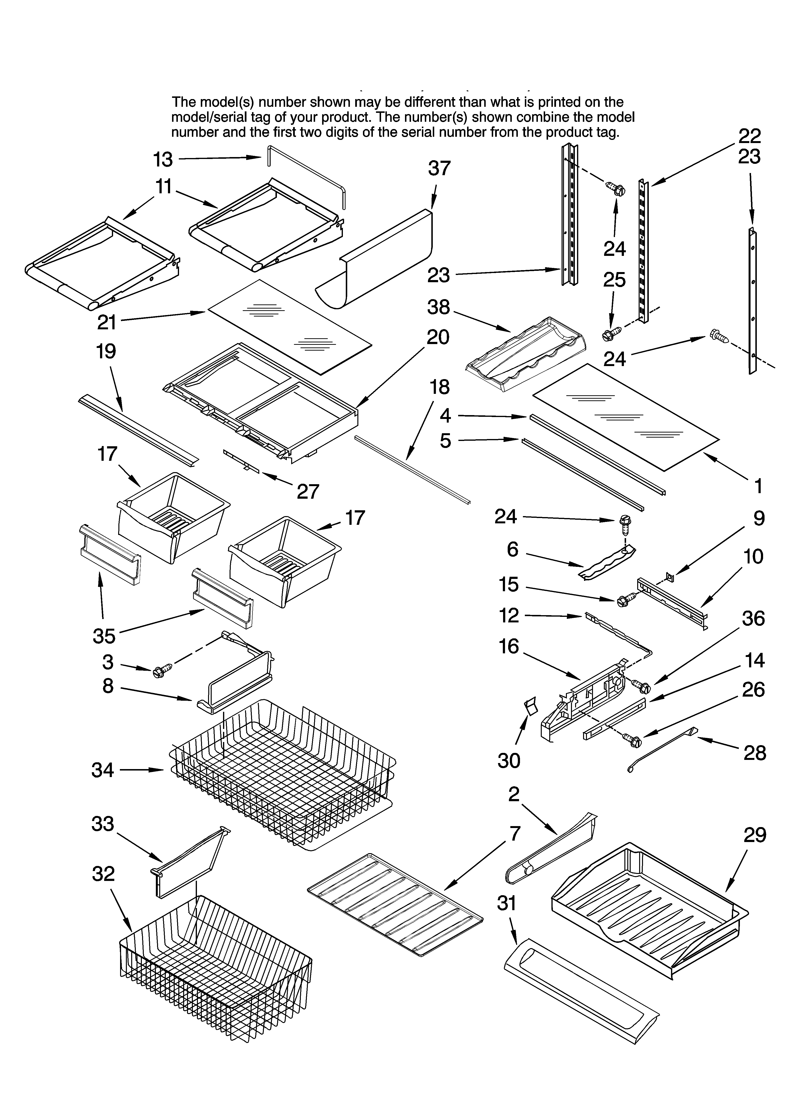 Jenn-Air JBR2088HES13 shelf parts diagram