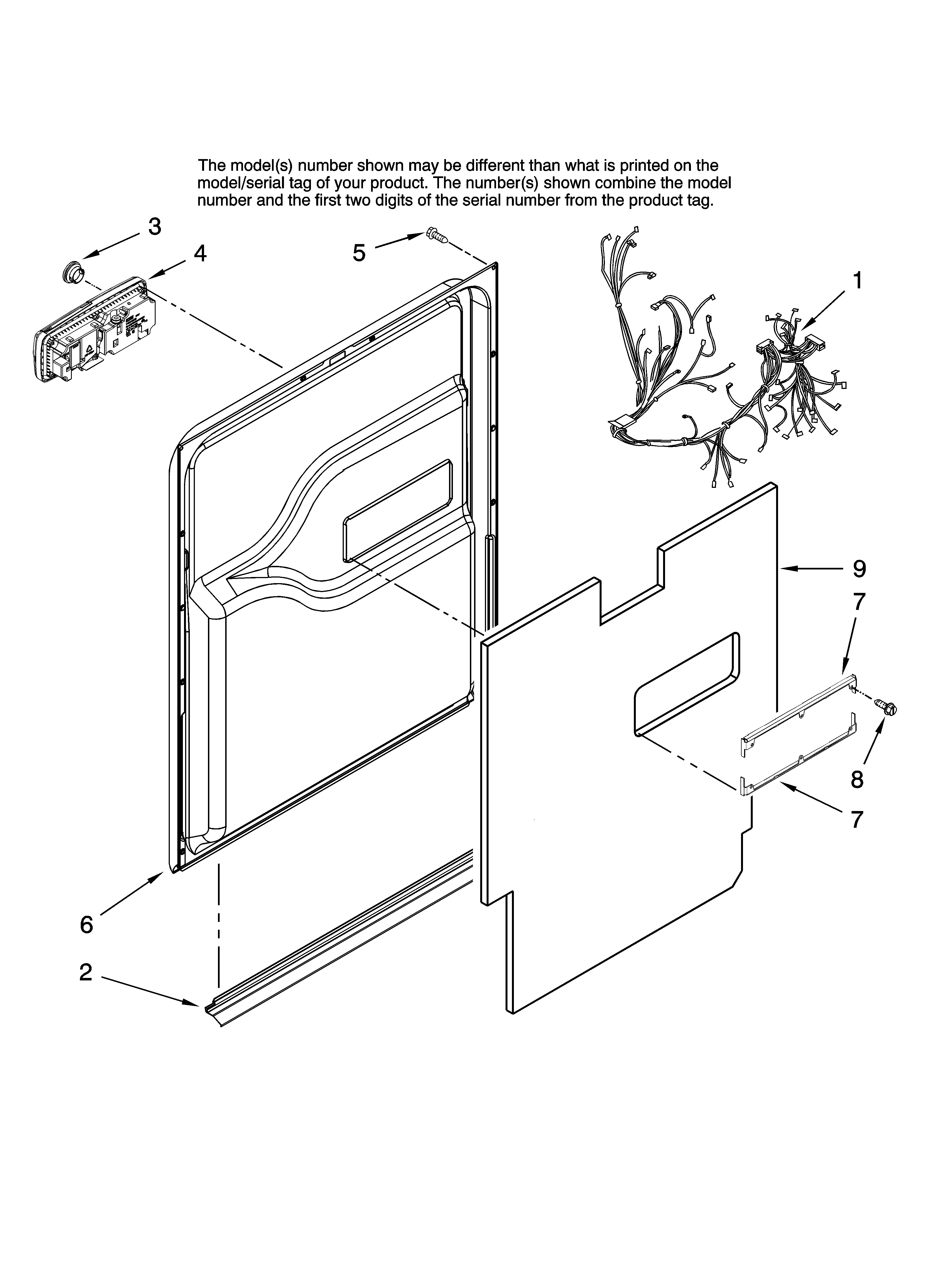 Jenn-Air JDB1255AWR45 door and latch parts diagram