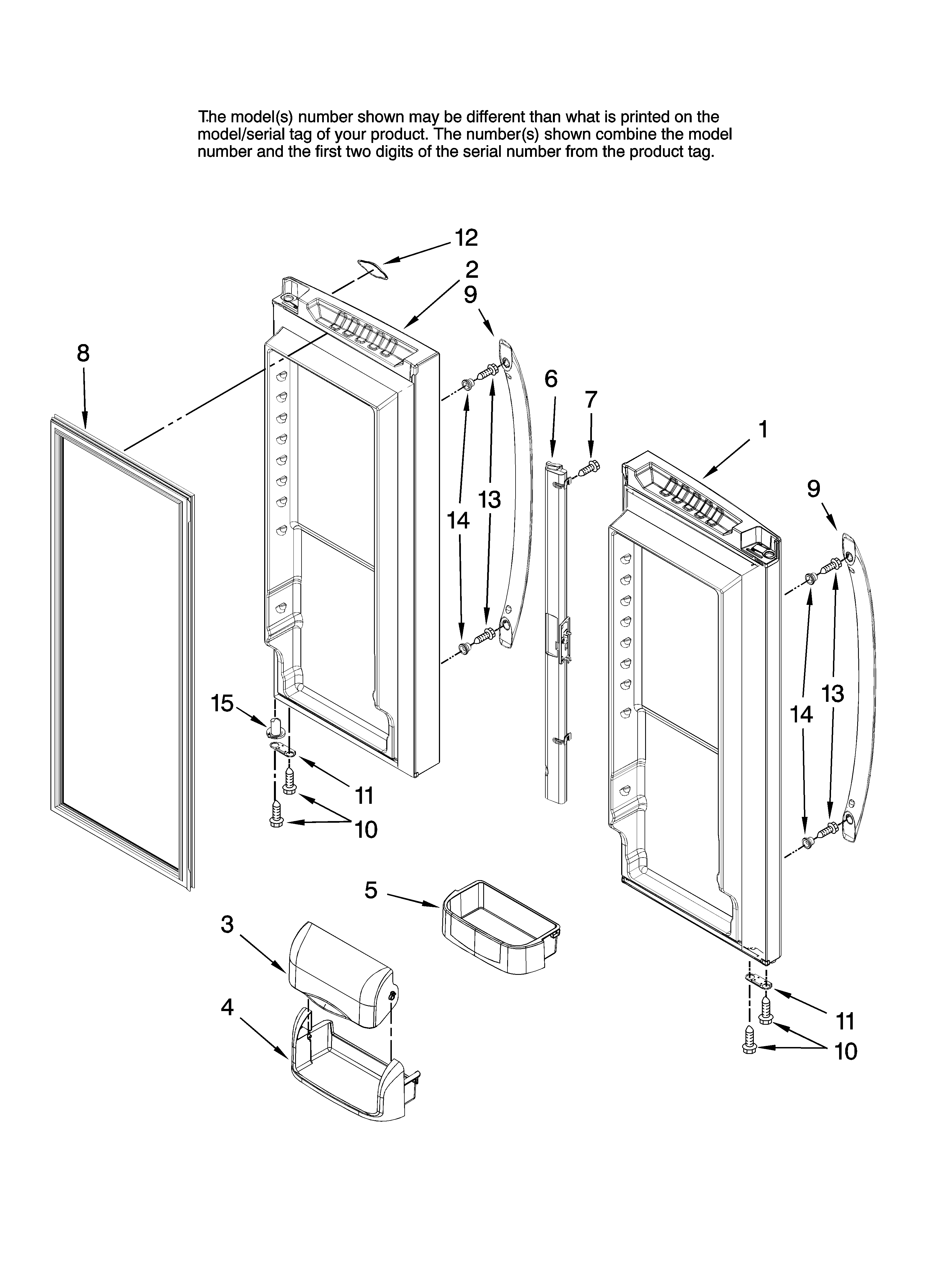 Jenn-Air JFC2070KRW11 refrigerator door parts diagram