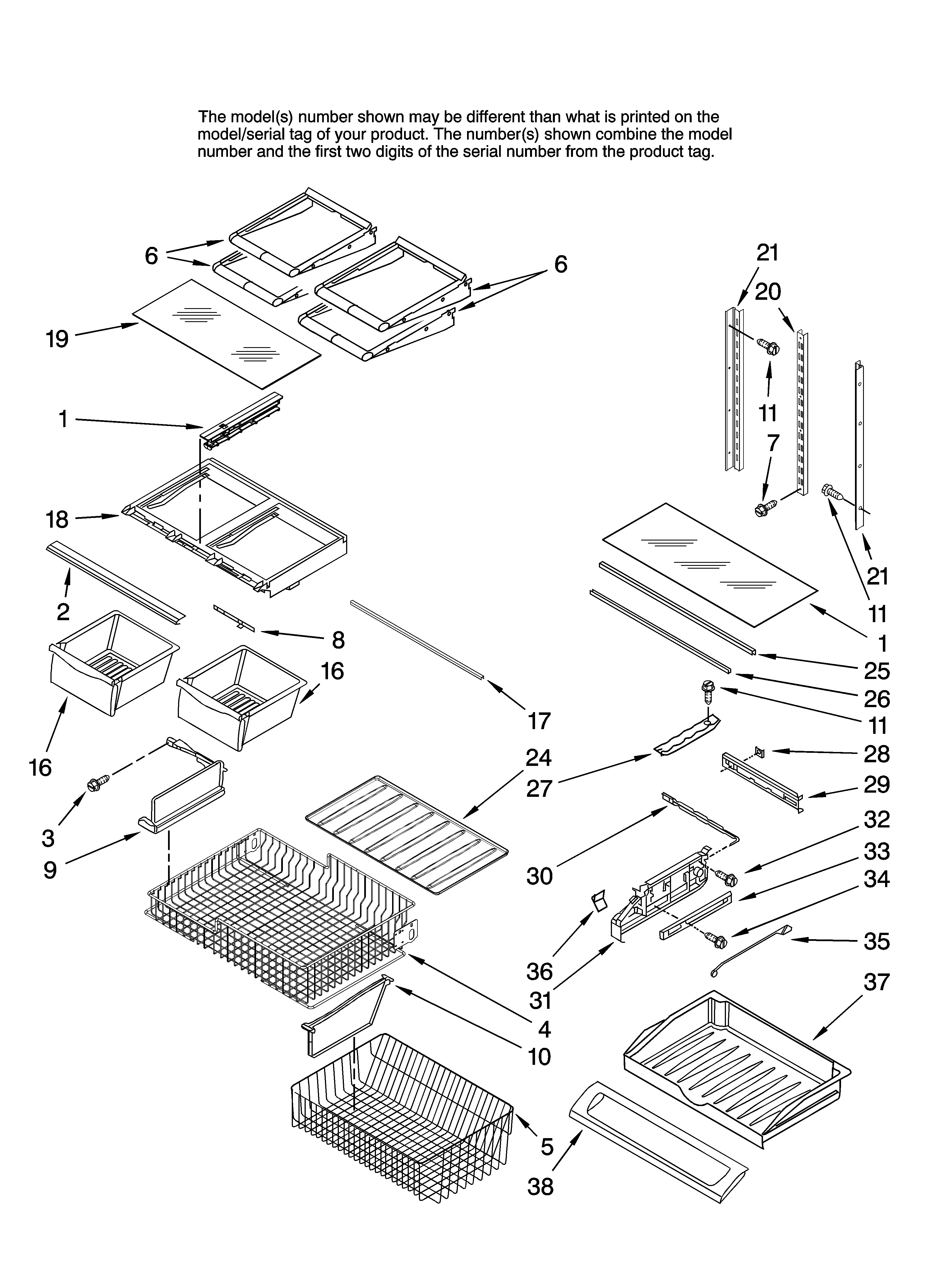 Jenn-Air JFC2070KRW11 shelf parts diagram