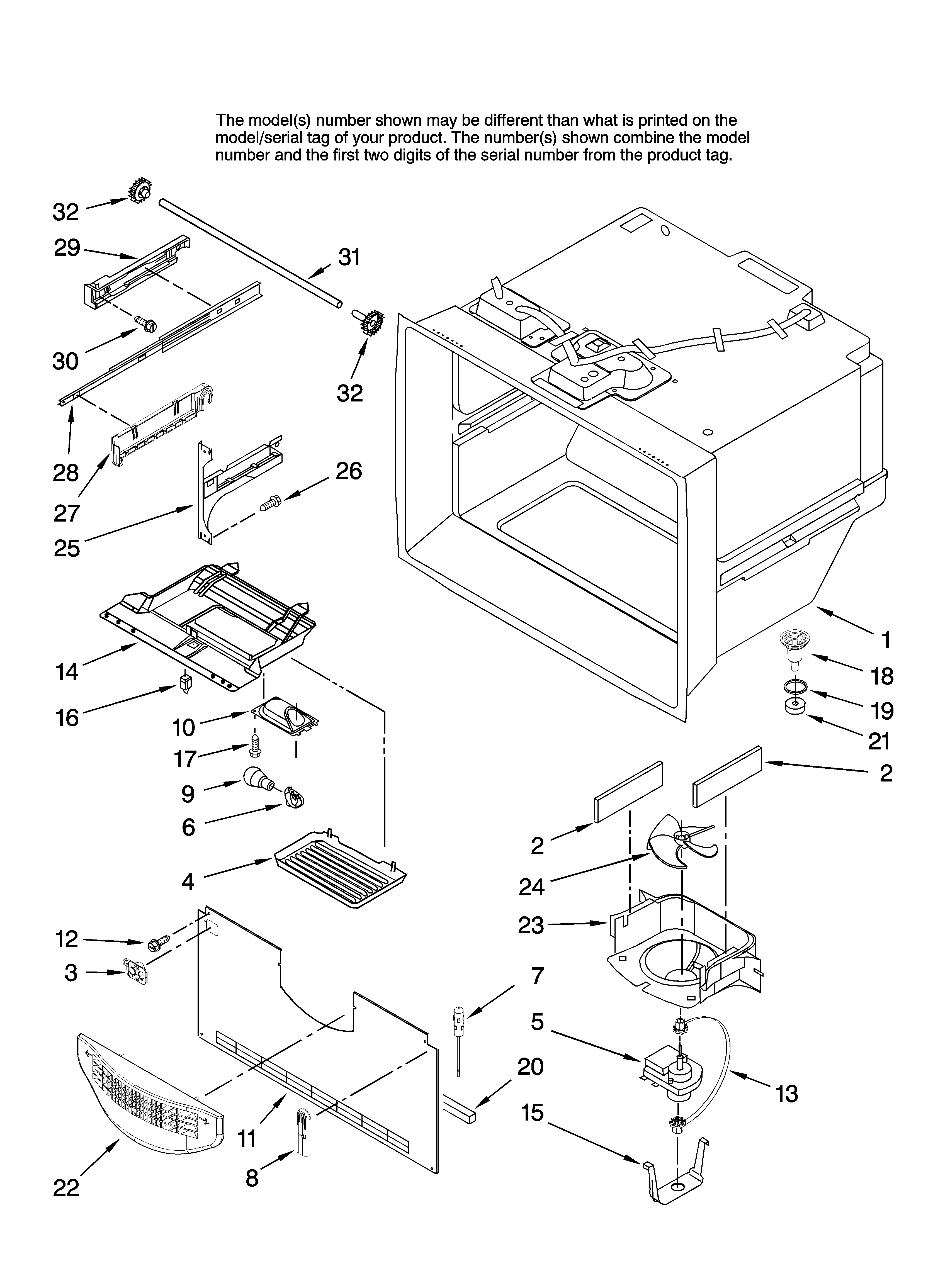 Jenn-Air JFC2089HES13 freezer liner parts diagram