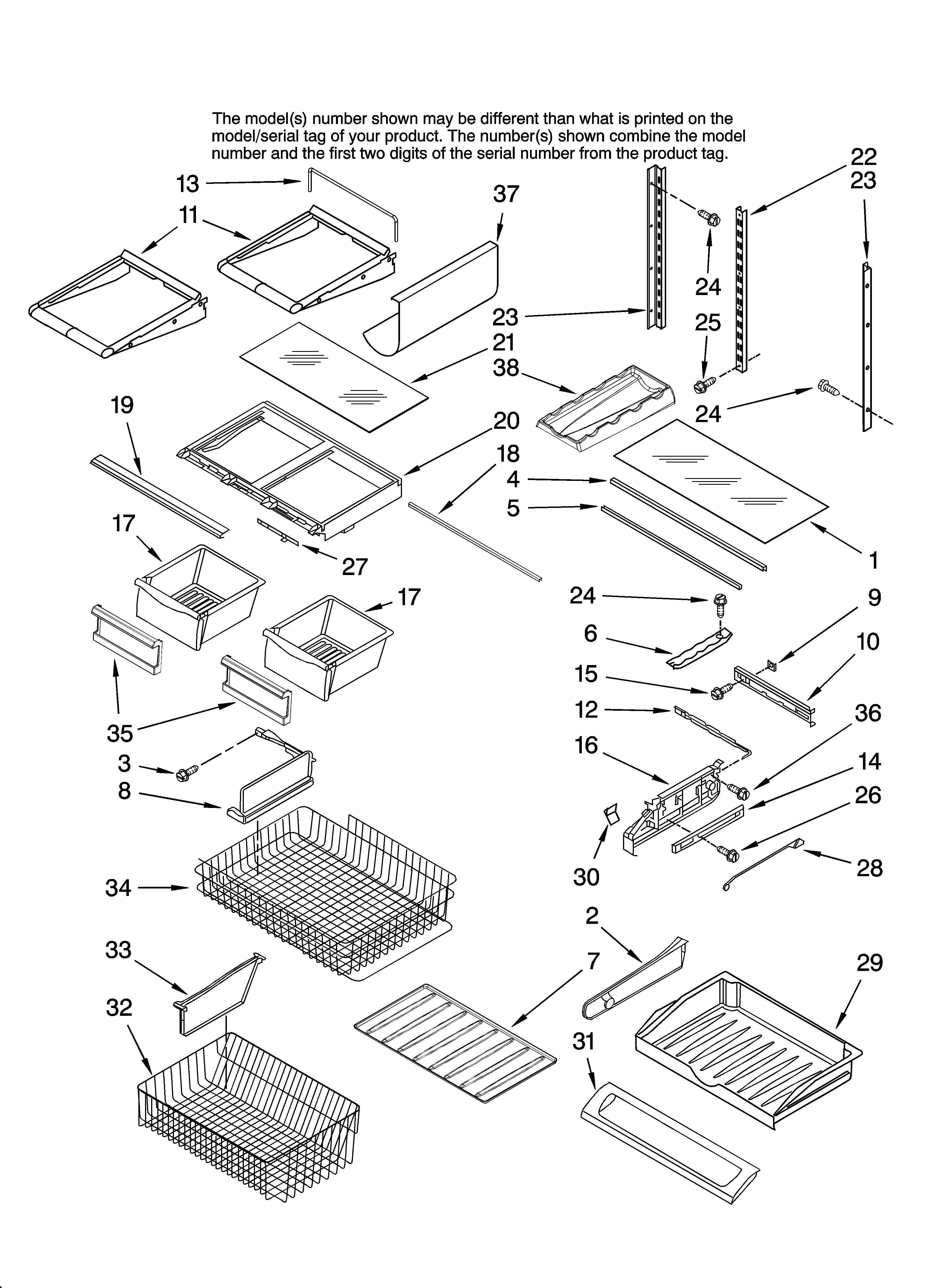 Jenn-Air JFC2089HPF12 shelf parts diagram