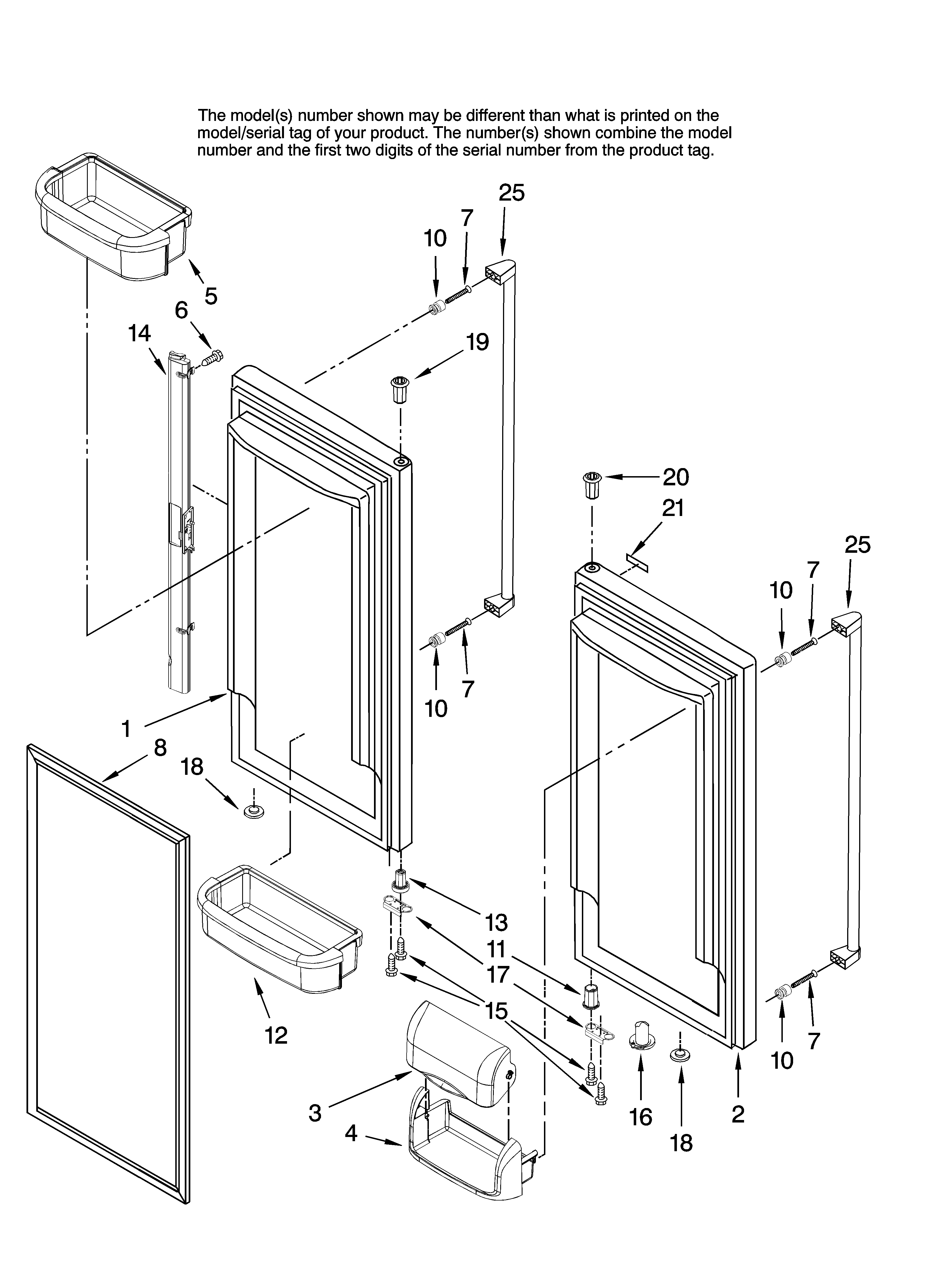 Jenn-Air JFD2589KES12 refrigerator door parts diagram