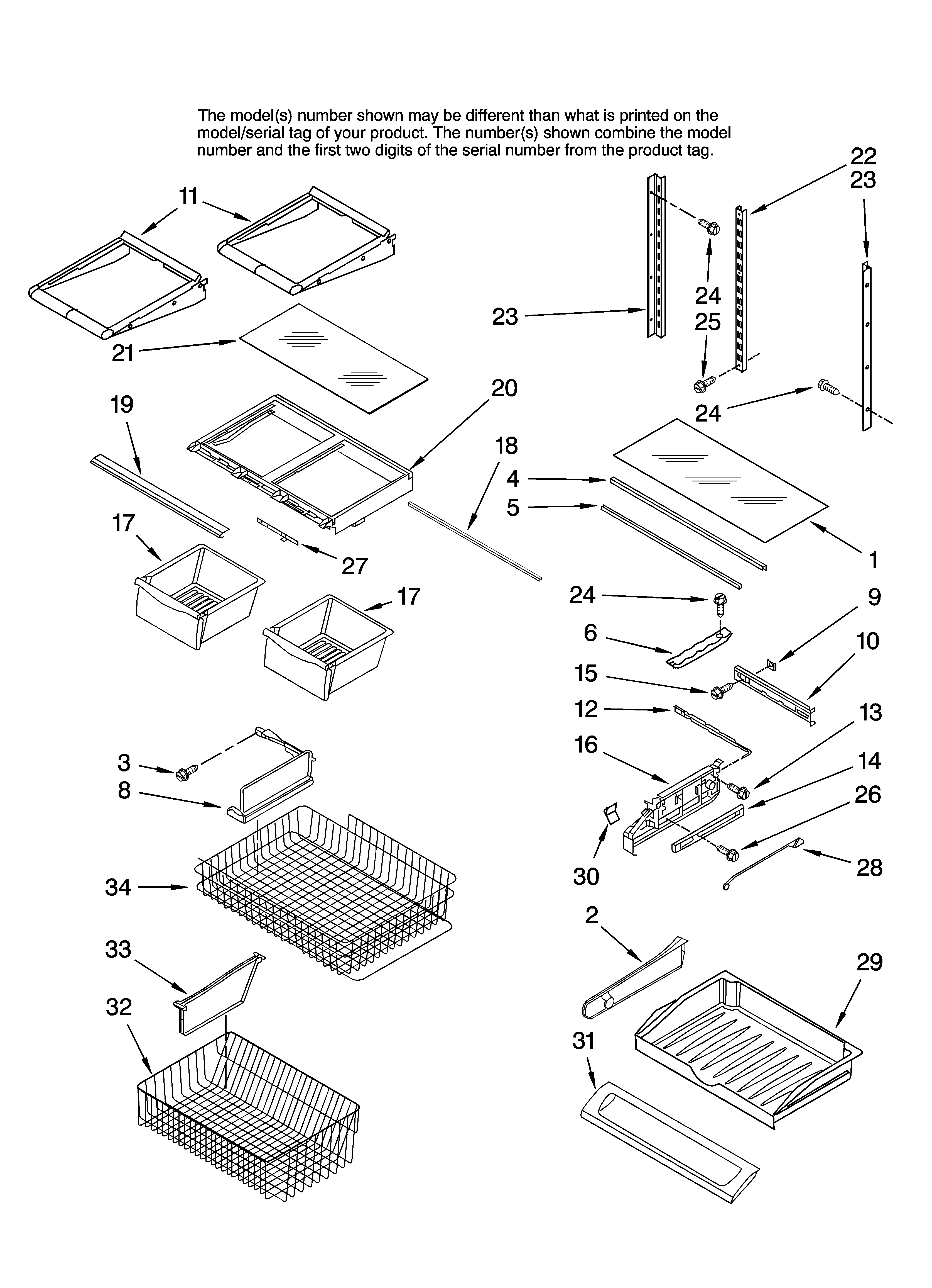 Jenn-Air JFD2589KES12 shelf parts diagram