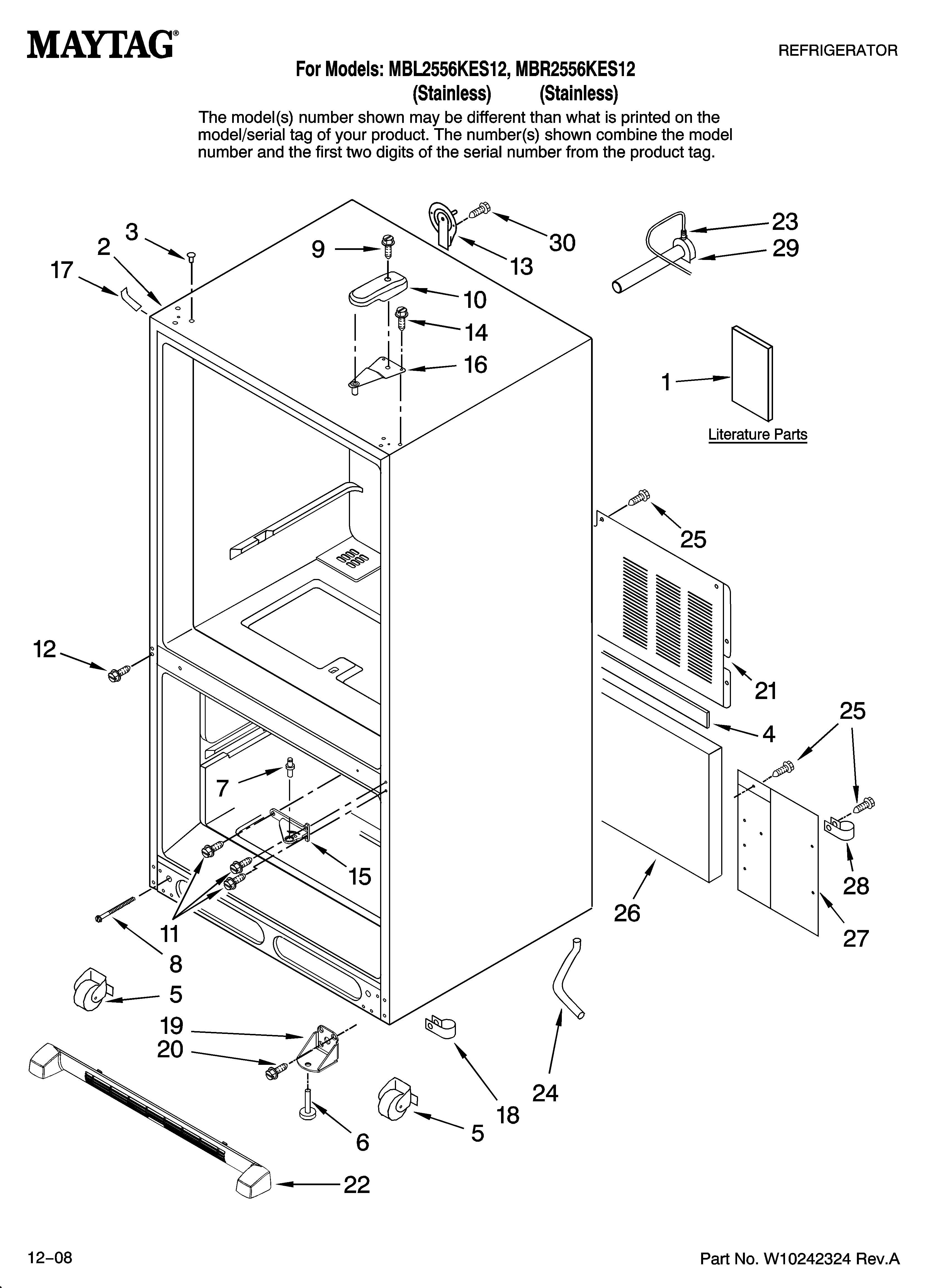Maytag MBL2556KES12 cabinet parts diagram