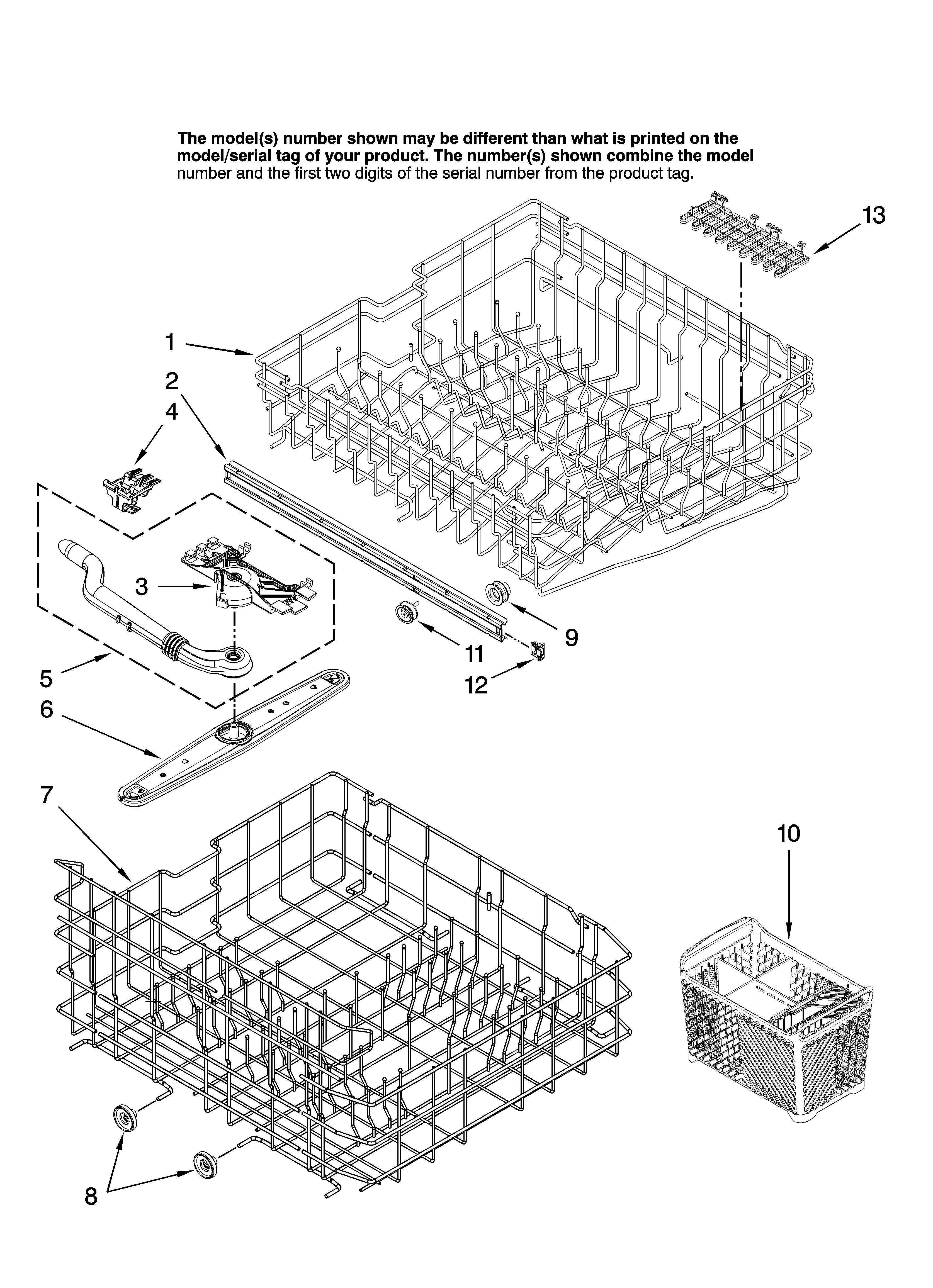 Maytag MDB5601AWB42 upper and lower rack parts diagram