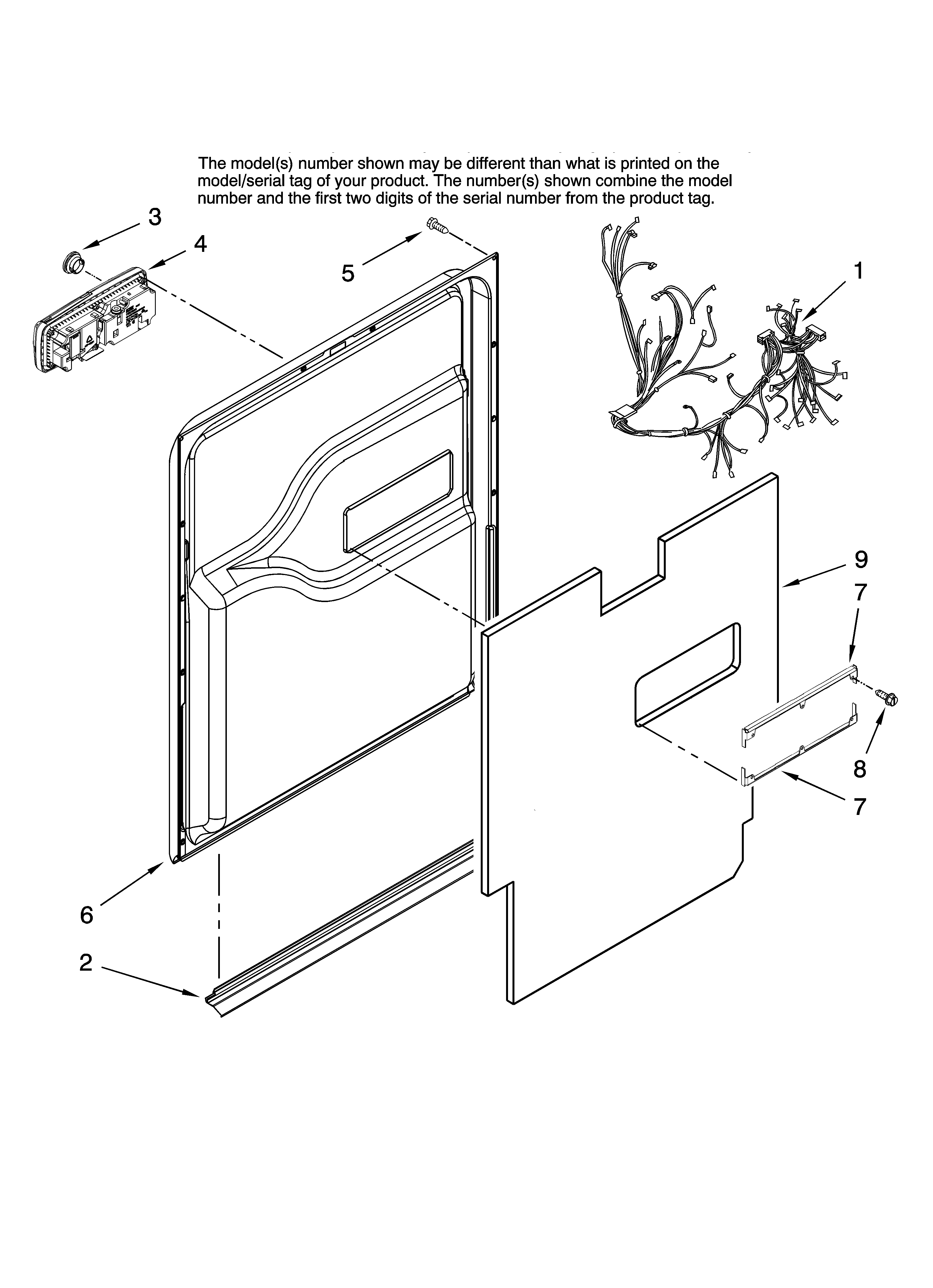 Maytag MDB8951BWW44 door and latch parts diagram