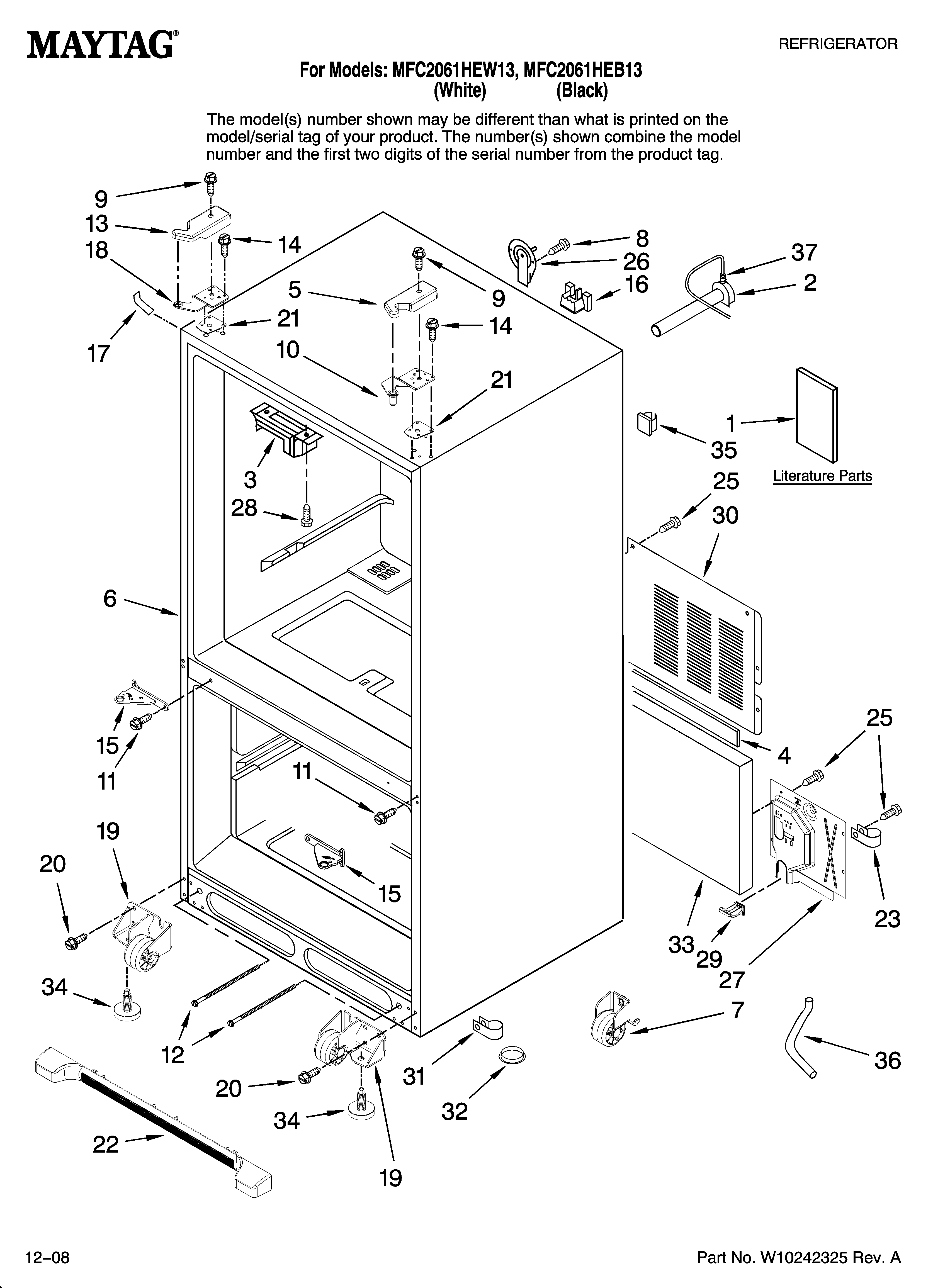 Maytag MFC2061HEB13 cabinet parts diagram