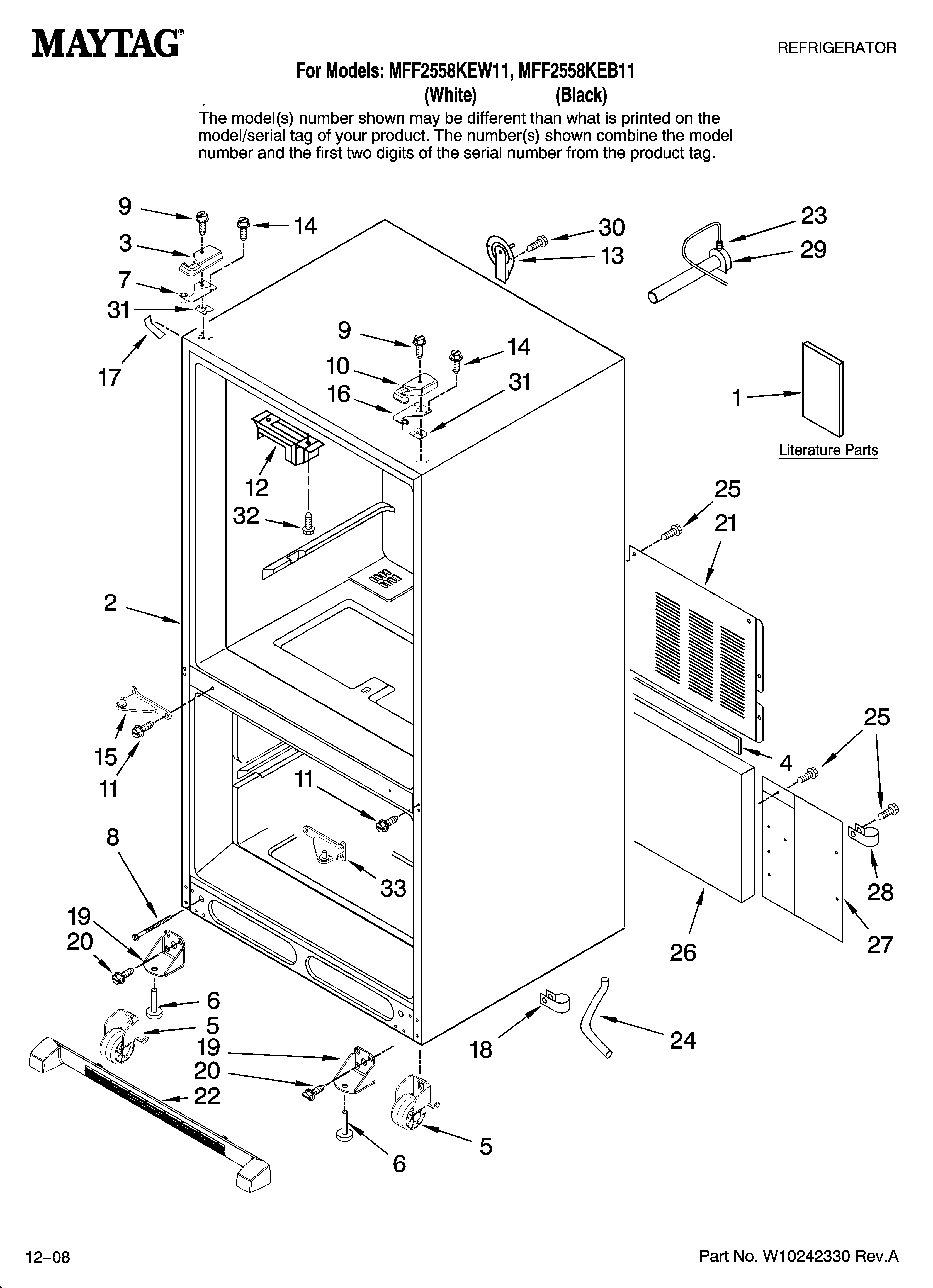 Maytag MFF2558KEB11 cabinet parts diagram