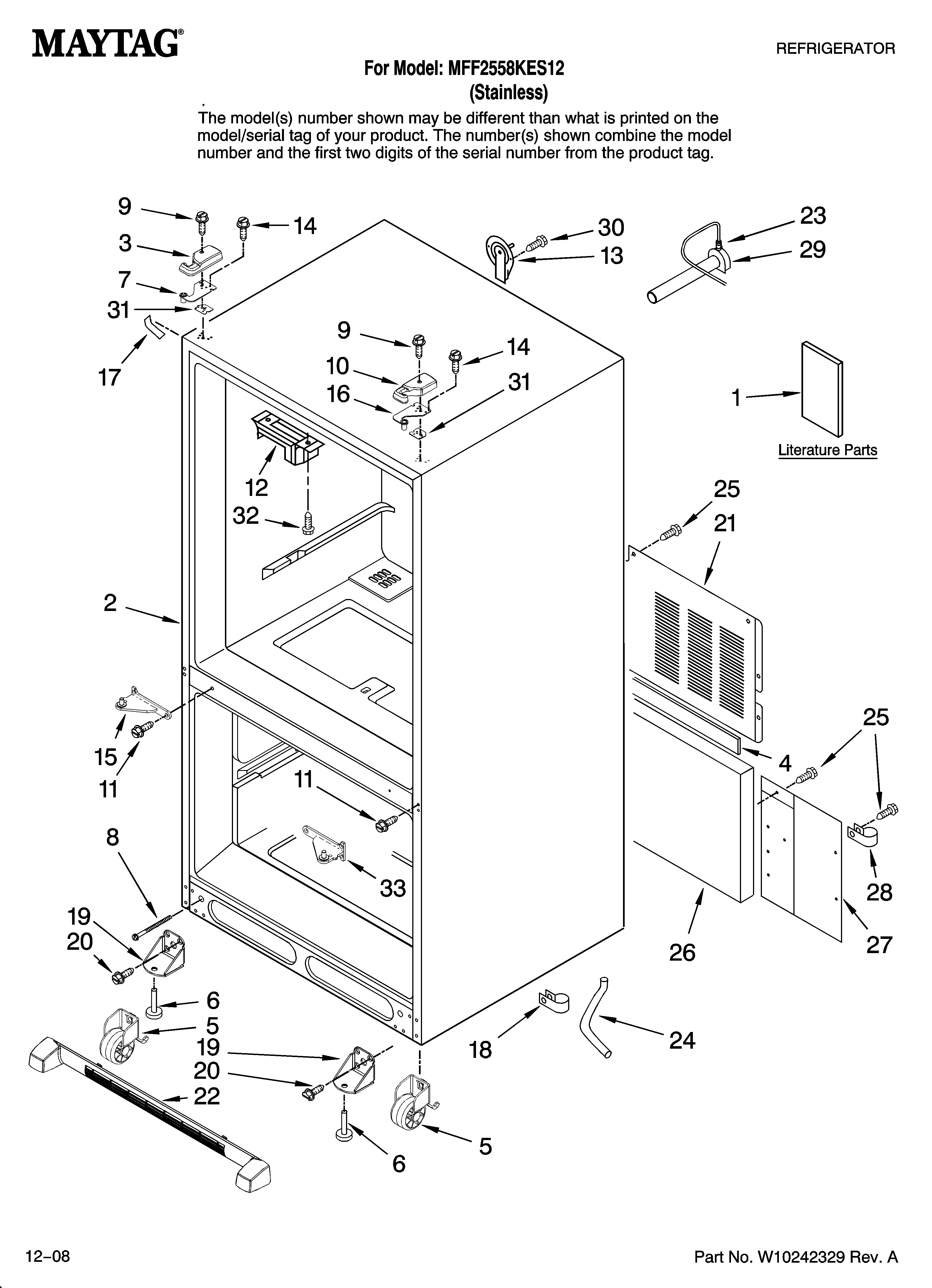 Maytag MFF2558KES12 cabinet parts diagram